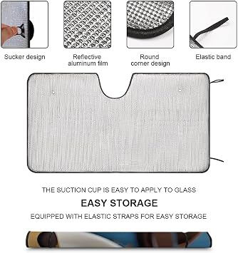 Car Windshield Sunshade Cookies Food Chocolate Chips Biscuits Foldable Sun Shade Visor Keep Vehicle Cool Fit Cars Trucks SUVs