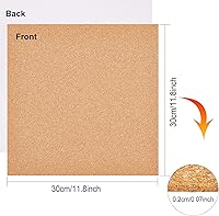 Vista 2 de BENECREAT Paquete de 8 hojas de corcho autoadhesivas de 0.079 in, azulejos de corcho de 12 x 12 pulgadas con parte trasera adhesiva para posavasos