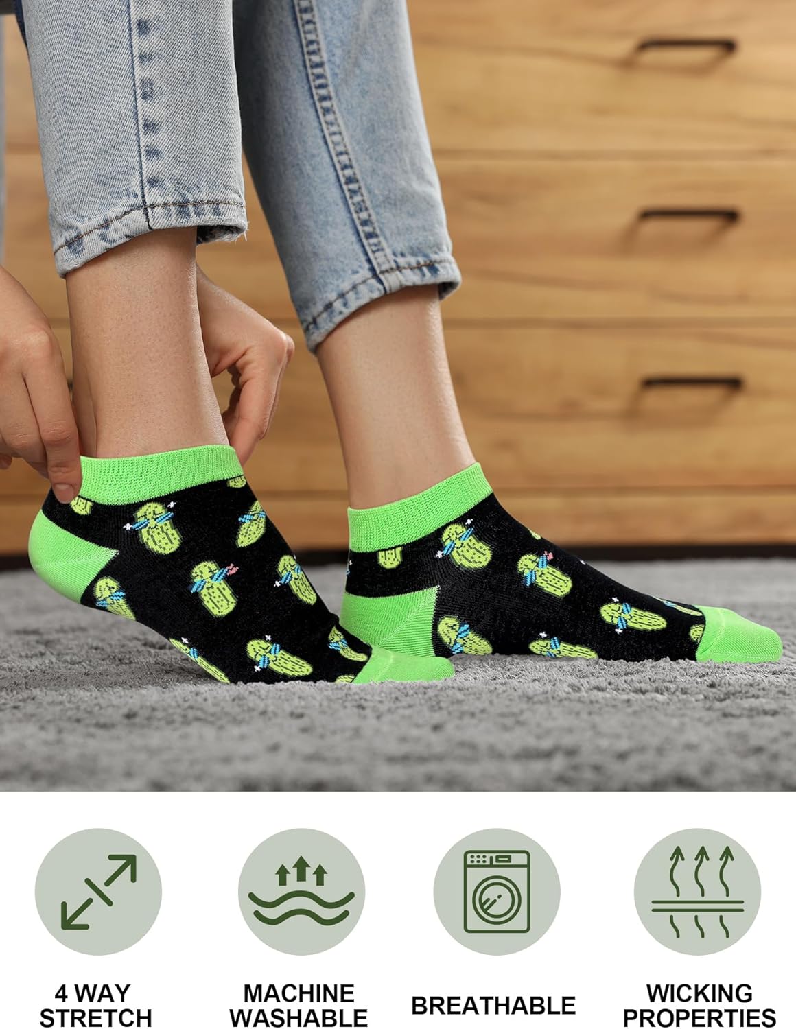 8 Pairs Funny Pickle Socks Novelty Dill Ankle Socks Cotton Crazy Low Cut Pickle Gifts for Pickles Lovers Women Men - Image 3