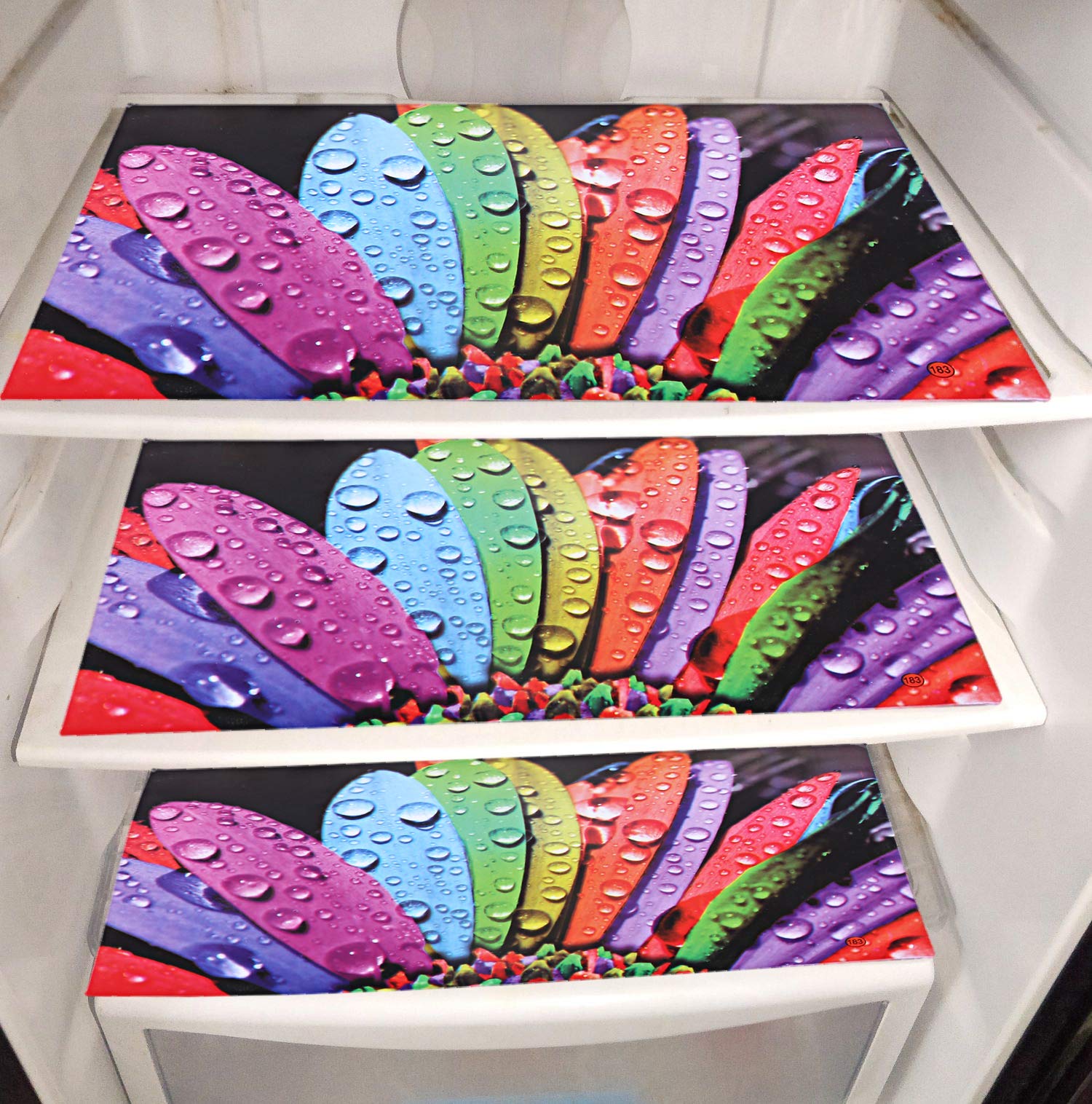 Kuber Industries PVC 3 Pieces Reversible Fridge Drawer Mats (Multi) -CTKTC7132, Standard