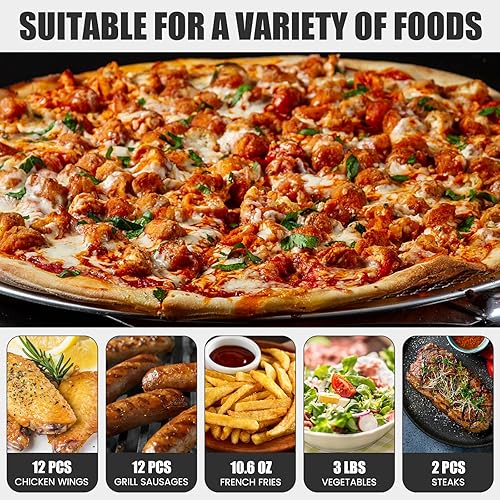 Miniatura 4 de SIMOE Horno de pizza para interiores, horno de pizza de 1450 W para interiores con temporizador de 30 minutos, encimera eléctrica multifuncional con