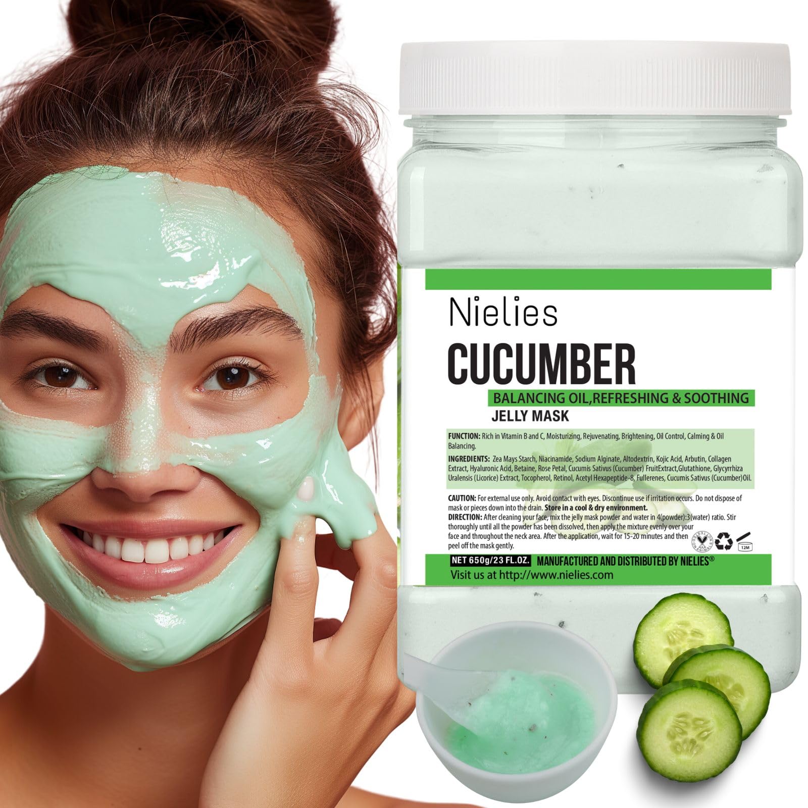 Nielies Jelly Face Mask for Facials - Cucumber Hydrating Jelly Mask | Professional Hydro jelly Masks | Vajacial | 23 Oz