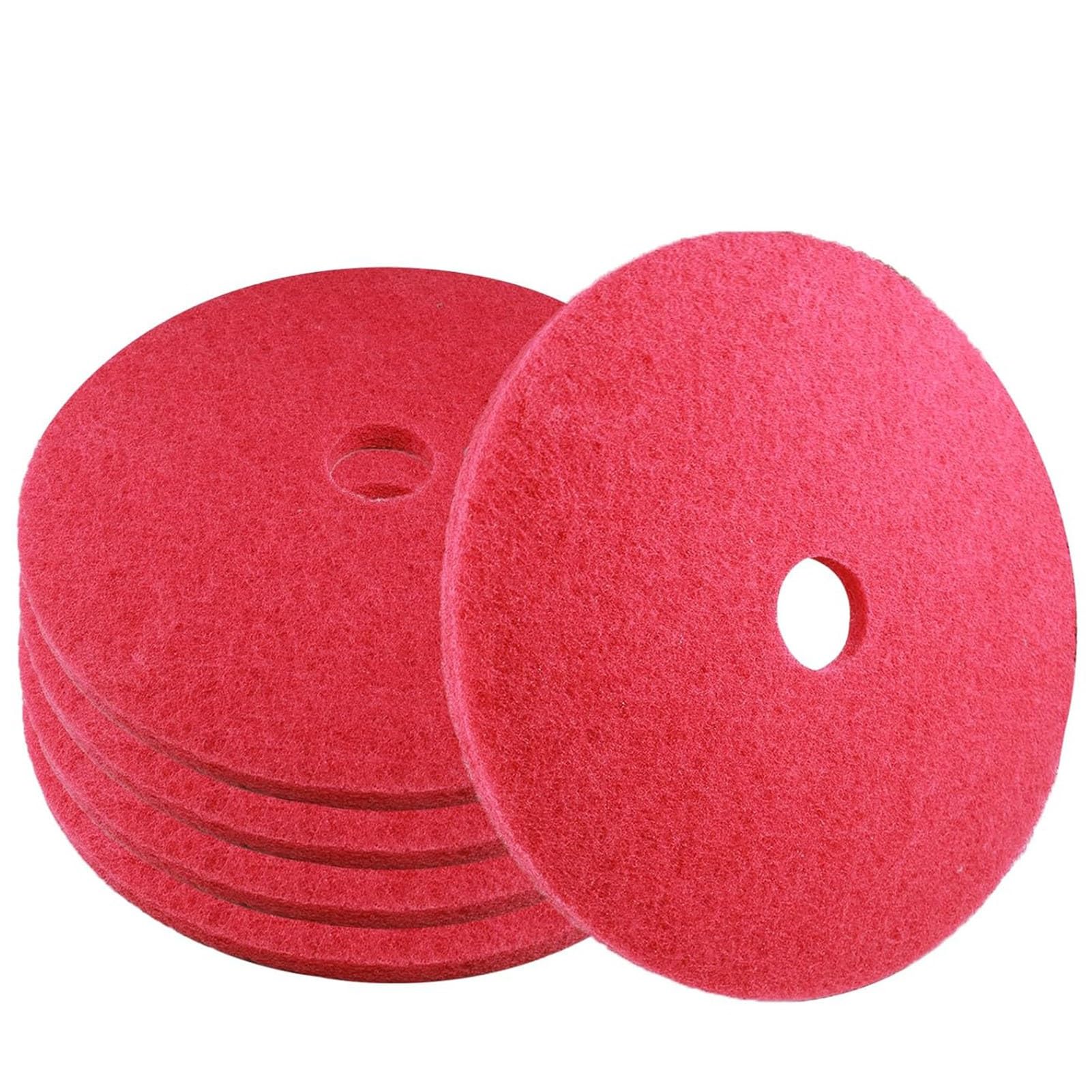 ZhuiFengAA 5Pcs Red Floor Buffer Pads, 20-24 Inch— Light Cleaning & Buffing Pads for Commercial Floor Machines(24IN)