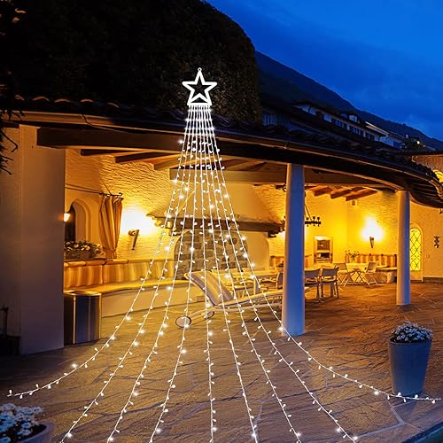 Miniatura 6 de FUNIAO Luces de Navidad, luces de decoración de Navidad al aire libre, 320 luces LED de estrella de Navidad, 11 modos y control remoto para patio