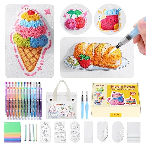 3D Magic Foam Texture Painting Kit, 75 Pcs Puff Paint