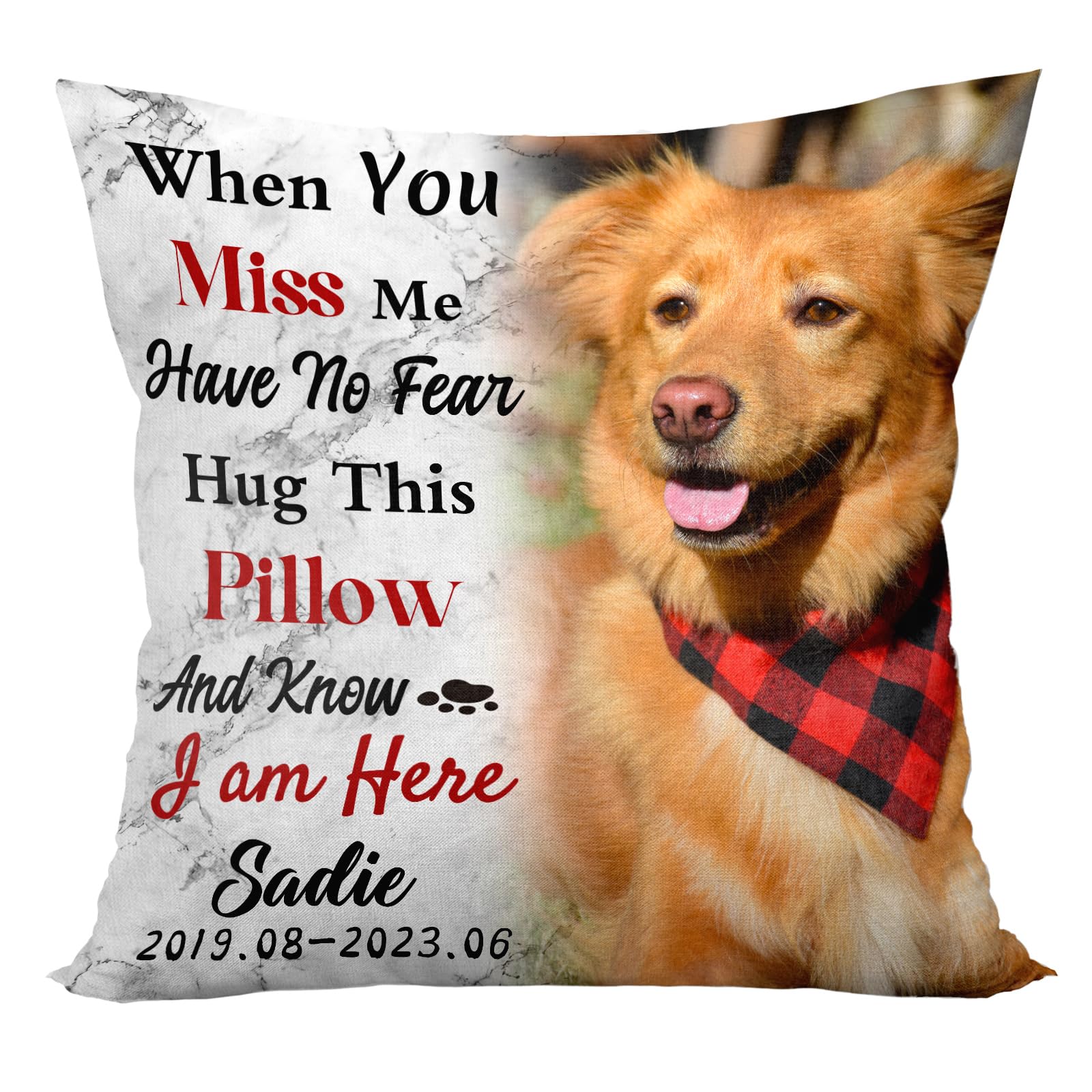 BaosityPersonalized Pet Memorial Throw Pillow with Photo (Insert Included) - Dog Memorial Gifts for Loss of Dog Sympathy Gift - Pet Dog Memorial Pillow - Dog Bereavement Gifts (Grey)