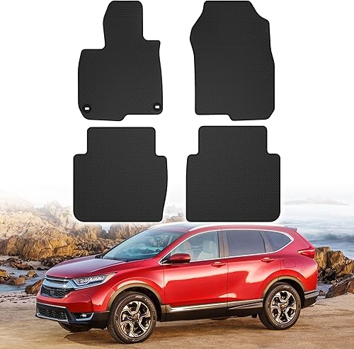 OEDRO Alfombrillas compatibles con Honda CR-V 2017-2022, incluye forro de goma para asiento delantero y trasero, alfombra negra para vehículo,