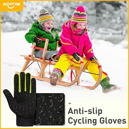 Miniatura 3 de Guantes deportivos cálidos de invierno para niños, clima frío, resistente al agua, para niños de 4 a 12 años, color negro