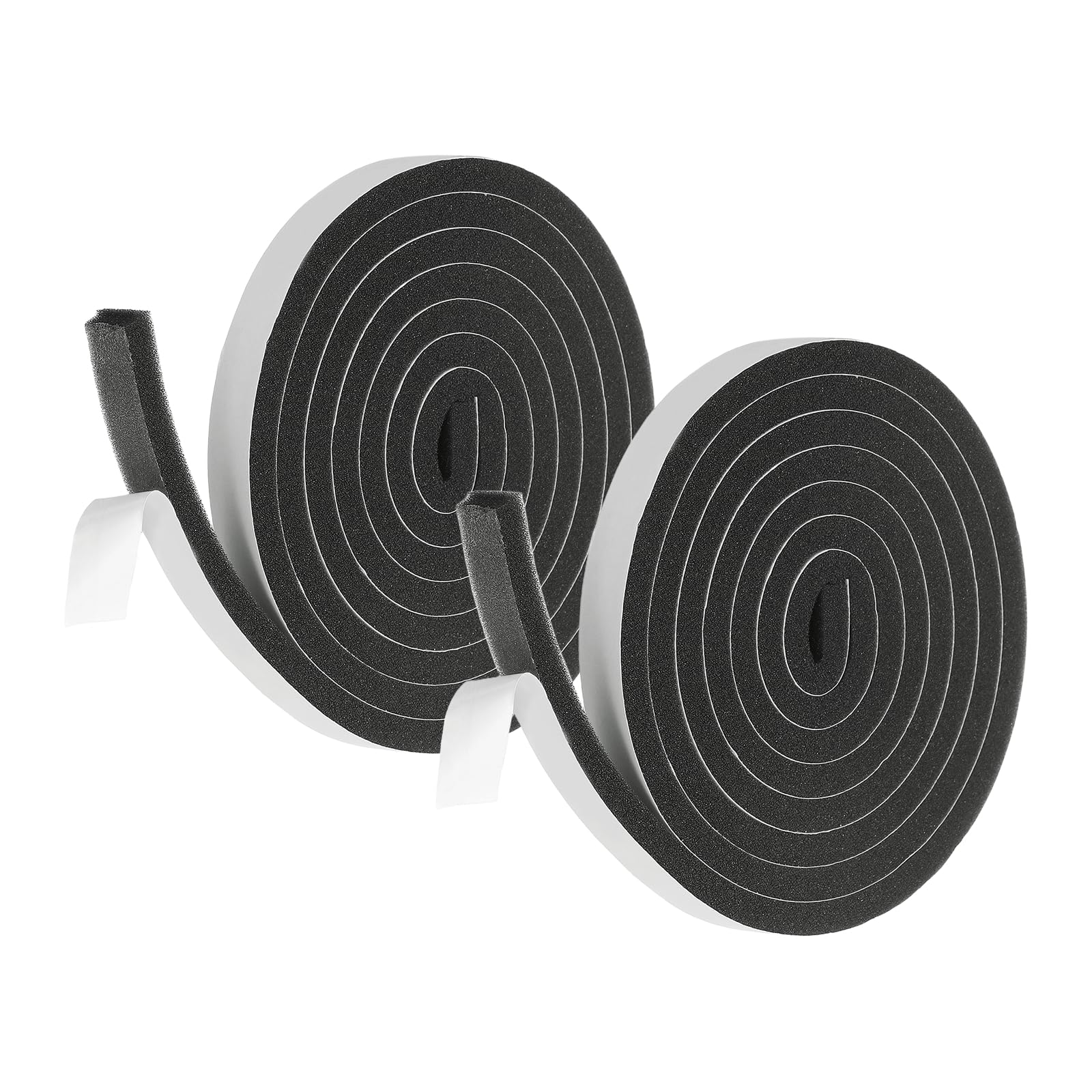 sourcing map Weather Stripping Door Seal, 2 Rolls 15mm x 8mm Adhesive Foam Tape Seal Soundproof Insulation Strips for Door Frame Window Gaps (13 Feet Total, 6.5 Feet/Roll)