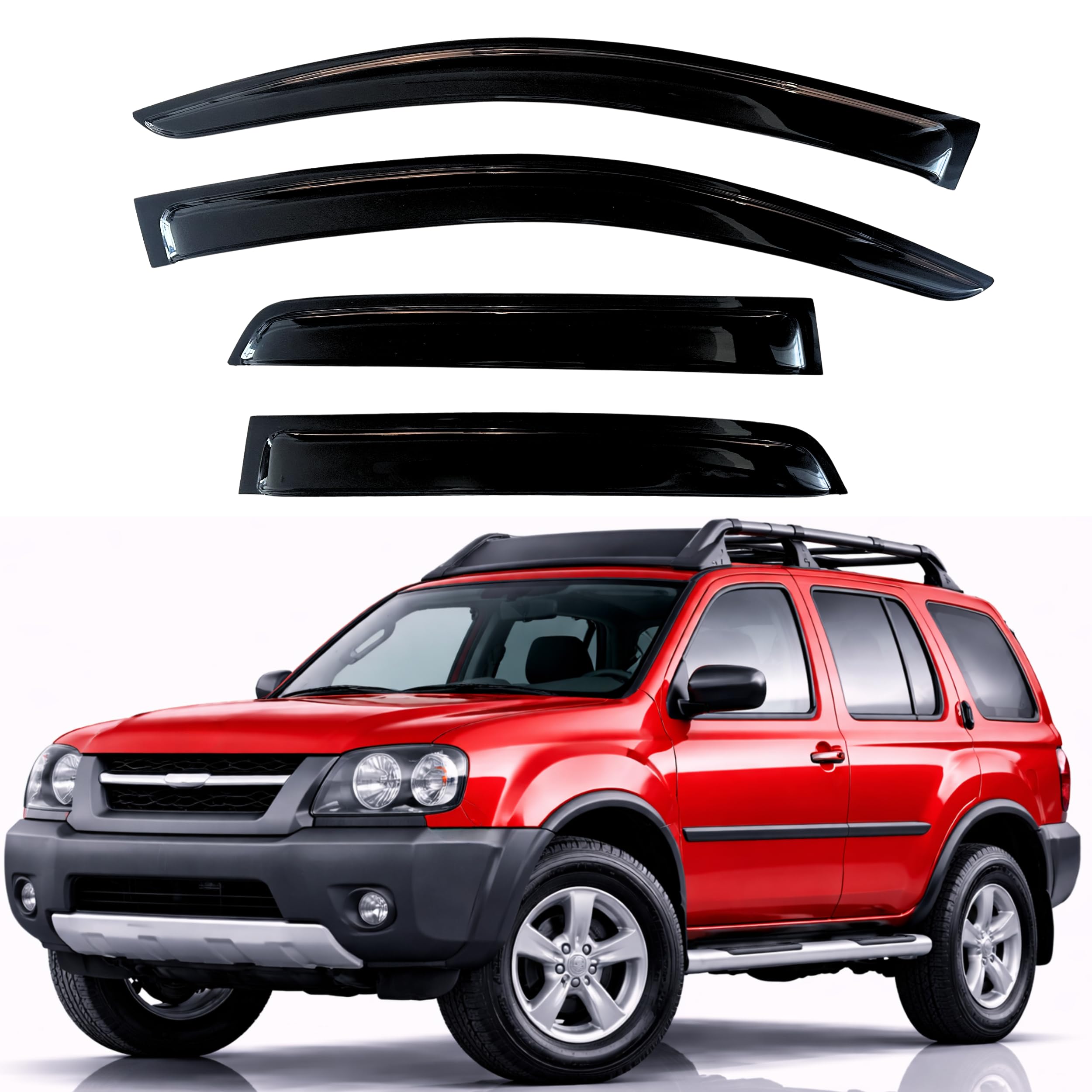 KPY Rain Guards Fit for 2000-2004 Nissan Xterra, Out-Channel Window Visors Vent Wind Deflectors 4PC, Car Accessories for 00-04 Xterra
