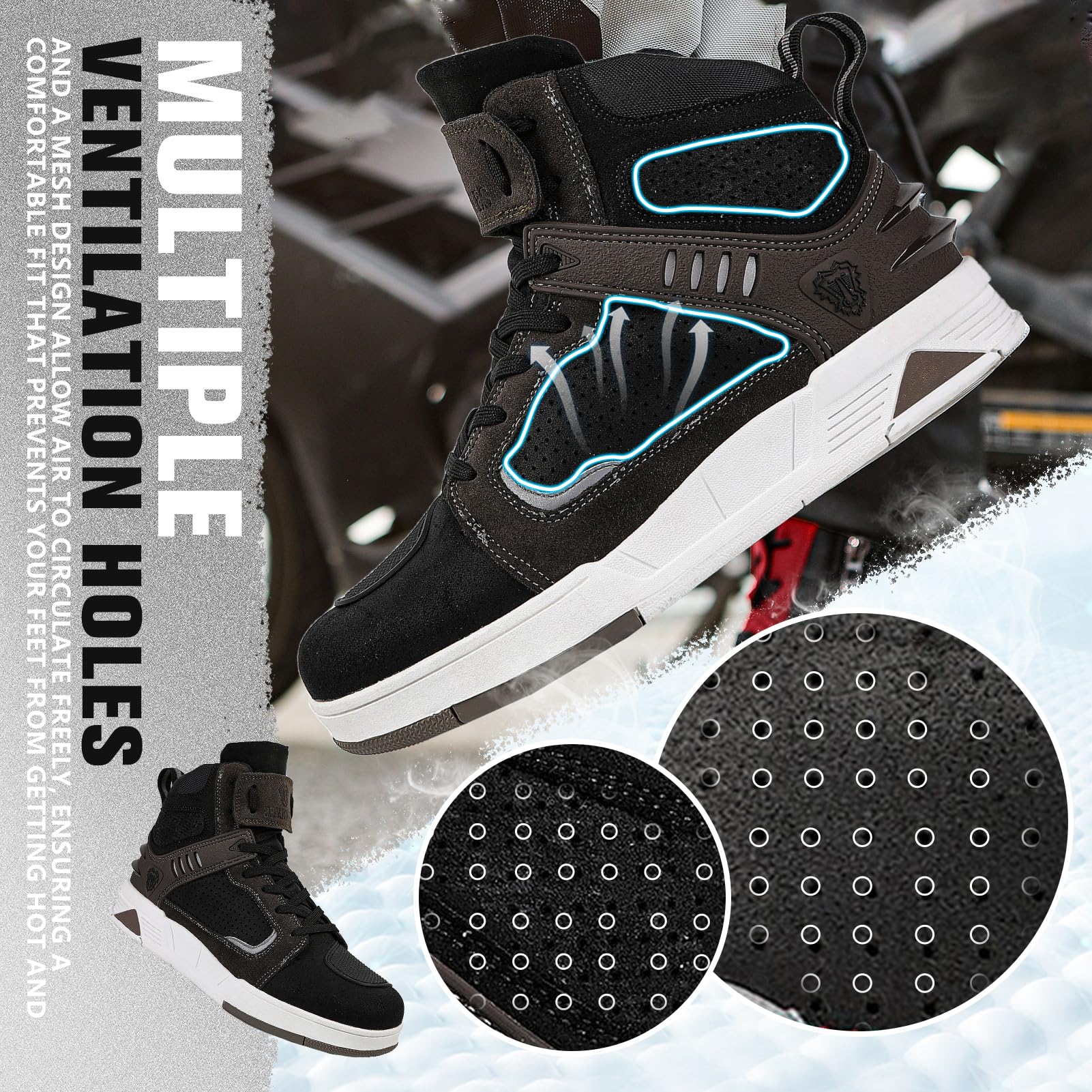 Botas de Moto para Hombre de Cuero con Cremallera Lateral