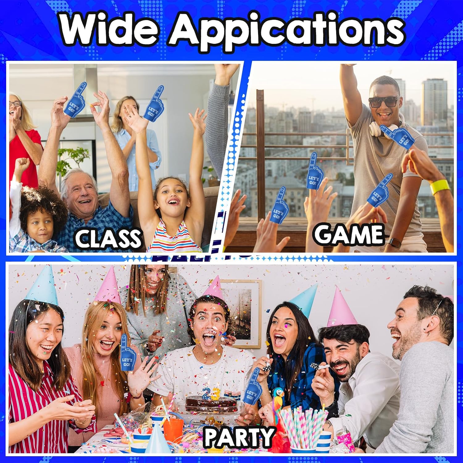 48pcs Sport Party Favors Mini Foam Fingers #1 Basketball Baseball Football Soccer Team Cheerleader Gifts for Sports Events Birthday Supplies