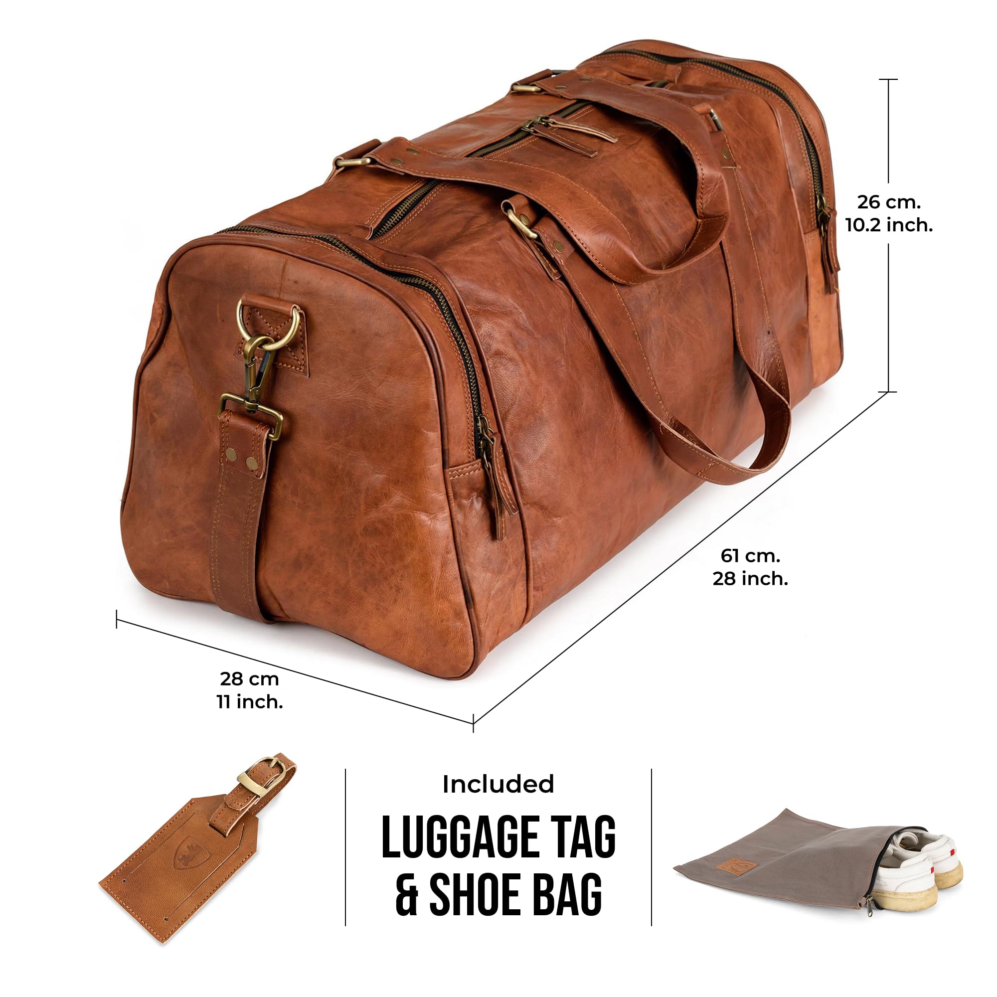 Berliner Bags Bolso de Viajes de Cuero Oslo para Viajar y para el Gimnasio Hombre Mujer Marrón Vintage Weekender