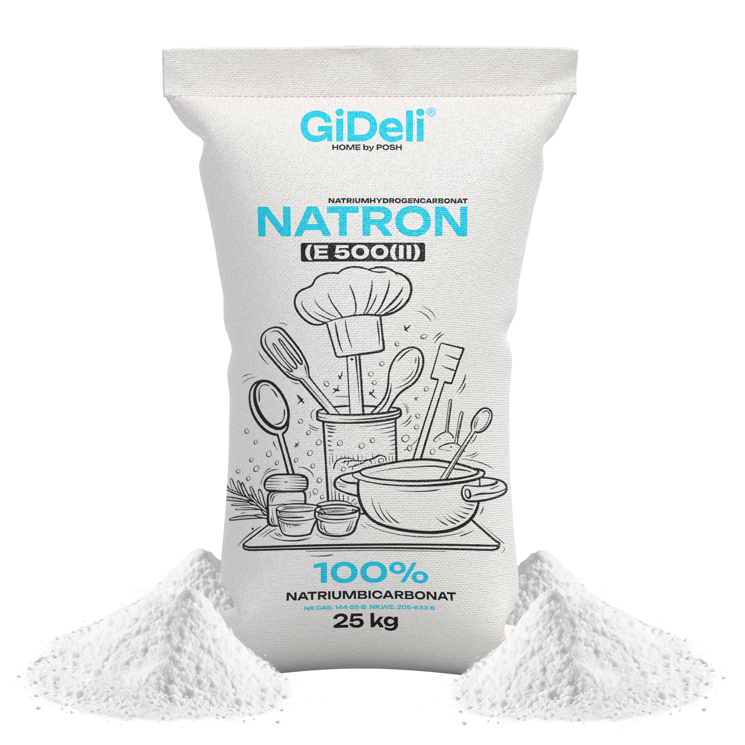 GiDeli Natron Pulver 25 kg Baking soda Backpulver E500ii Natriumbicarbonat hochreine Lebensmittelqualität (25kg)