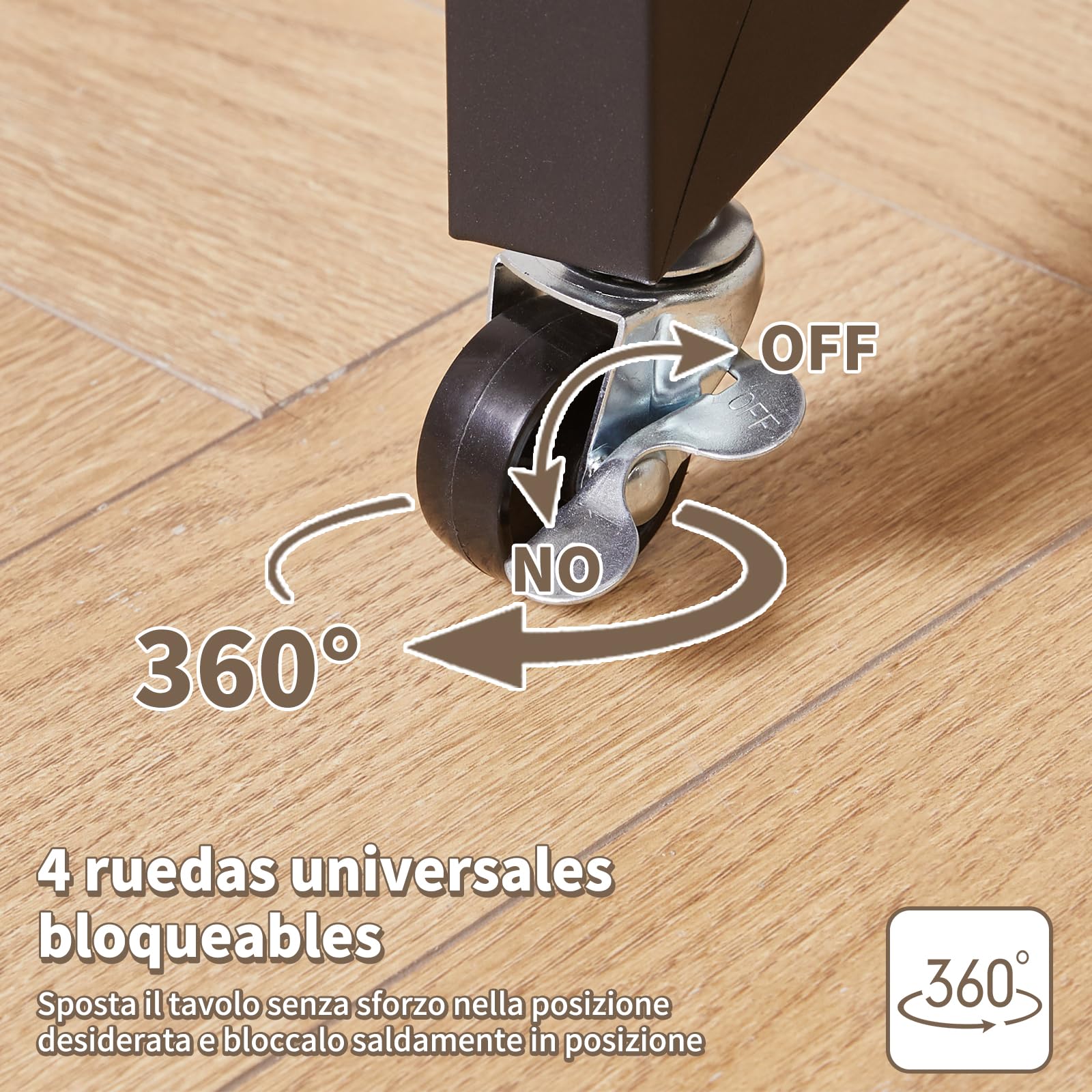 Aibiju Mesa de Cama con Ruedas, Escritorio móvil con Altura Ajustable, Mesa con Ruedas, Mesa para portátil, para Dormitorio, Sala de Estar, Oficina,Negro YD-BT001B