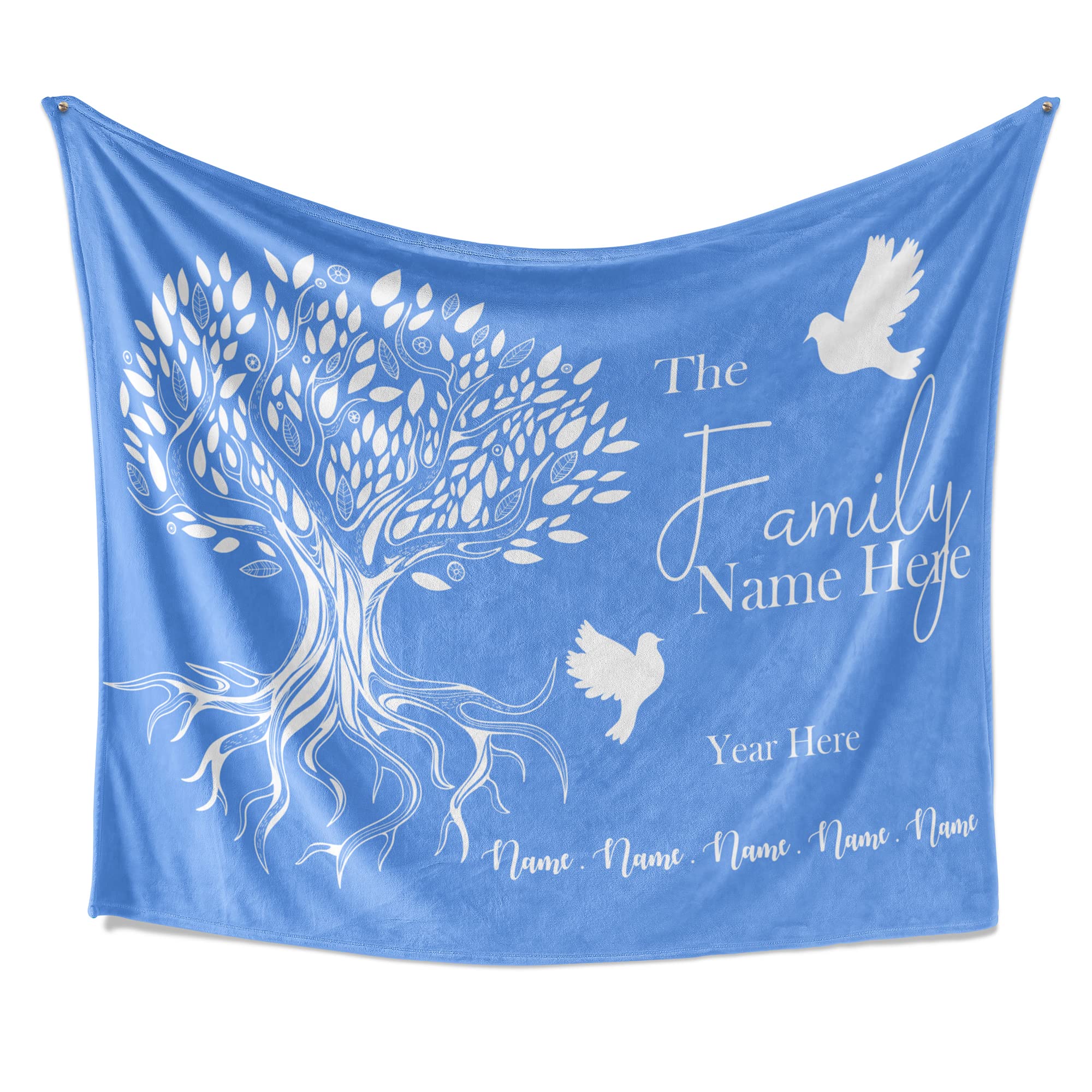 Manta personalizada con nombre del árbol genealógico, manta con nombre personalizado, año y nombre familiar, regalo de inauguración de la casa, manta de forro polar suave, manta personalizada con