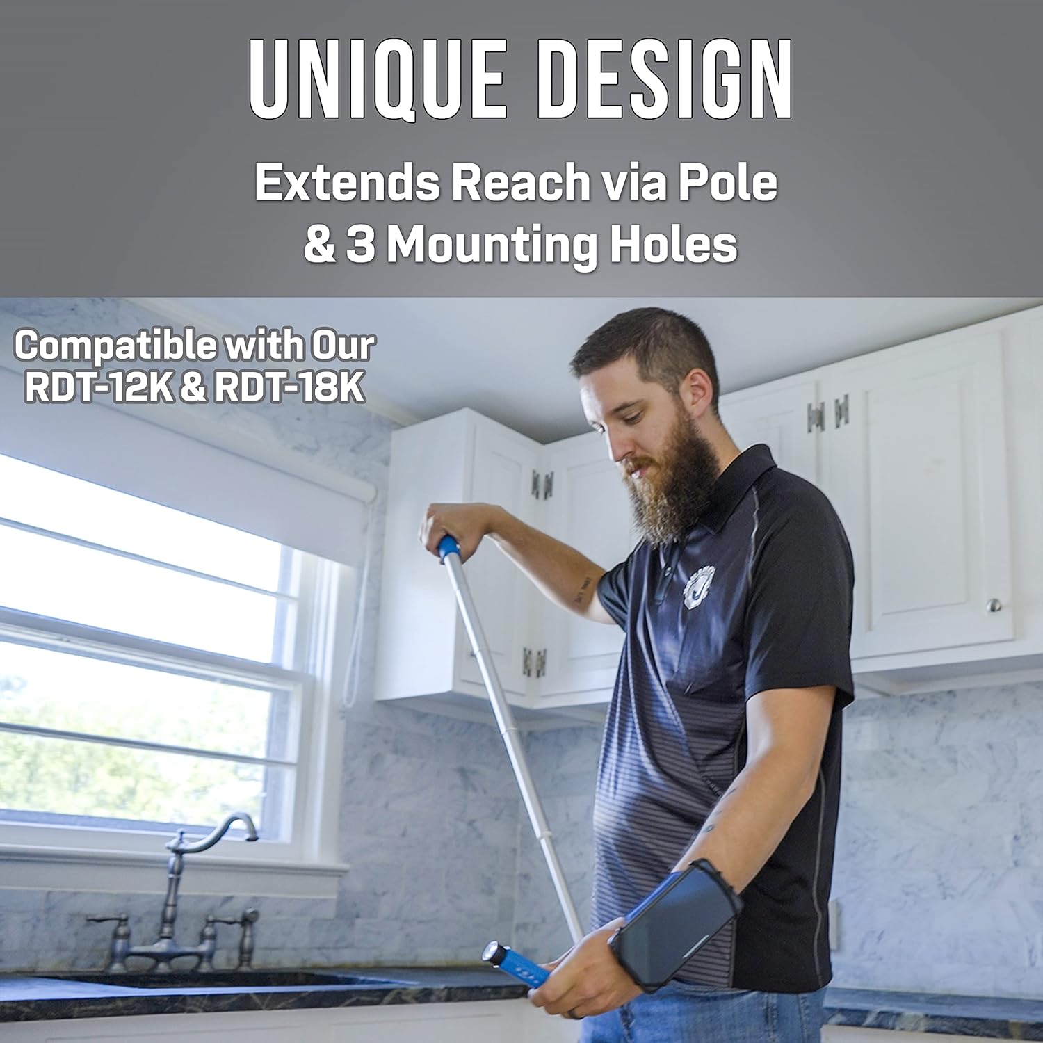 Man using Jonard Tools Wispy CF-200 with telescoping pole