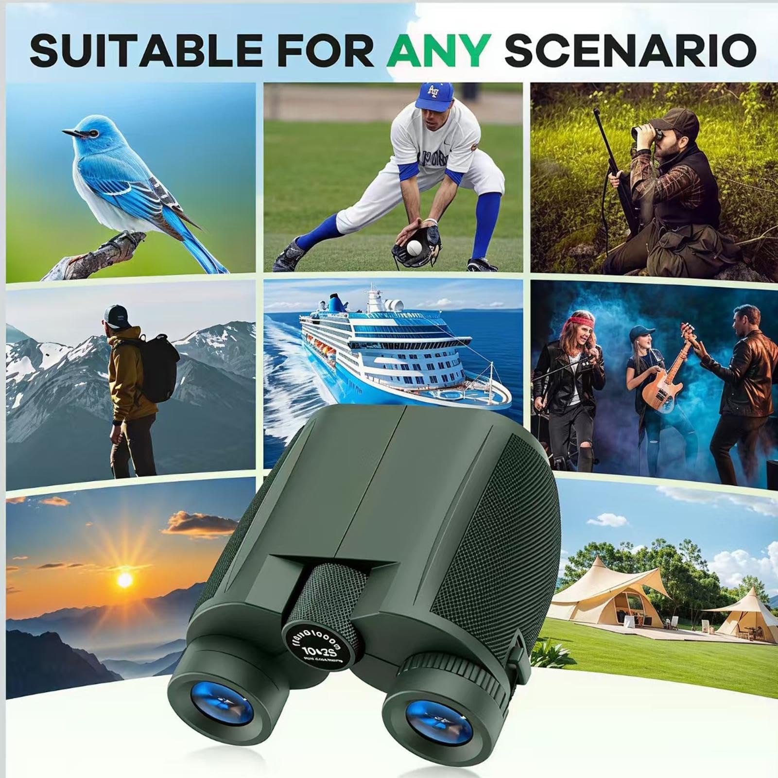 Binocolo birdwatching per adulti 10x25 Easy Focus impermeabile