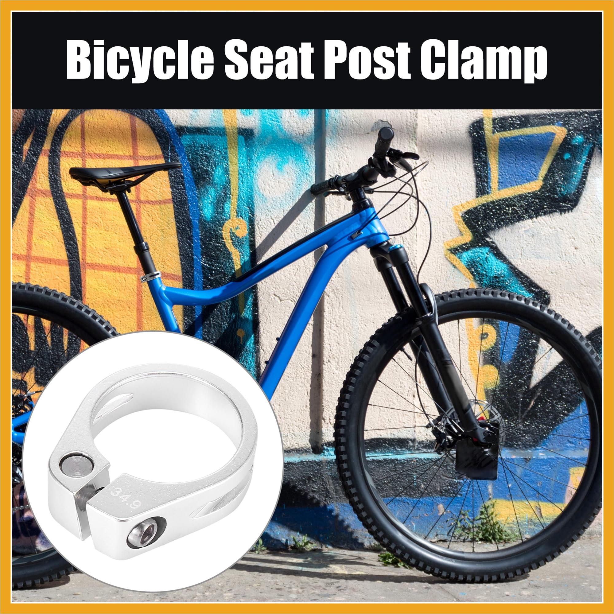 Partuto 34.9mm Bike Bicycle Seat Post Clamp Seat Post Adapter Replacement Replacement, Silver Tone - Image 2