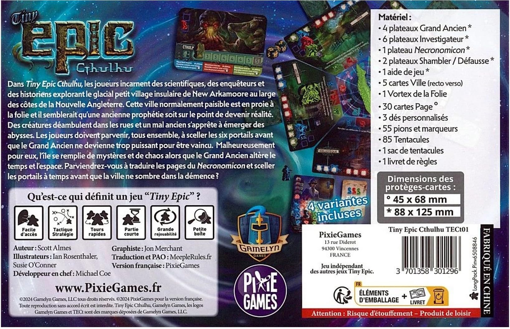 Set Tiny Epic Cthulhu + Zombies Französische Version + 1 Decap Blumie – Gesellschaftsspiel – 1 bis 5 Spieler – 30 bis 60 Minuten – ab 14 Jahren