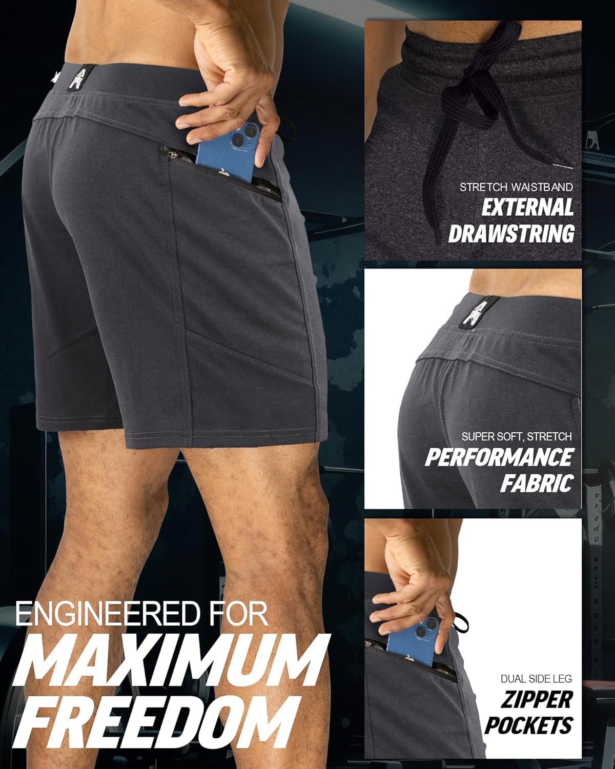 Anthem Athletics Hyperflex Mens Gym Shorts - 5", 7", & 9" Inseam Athletic Running Shorts - Workouts, Yoga, & Cross Training
