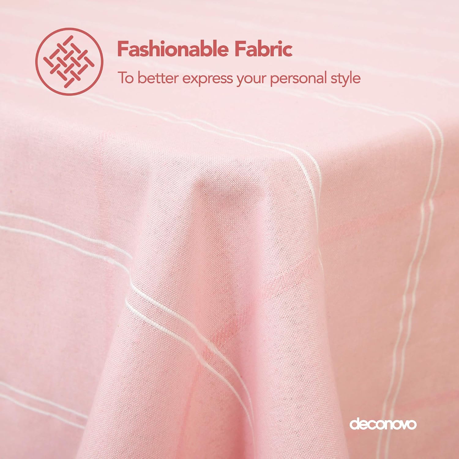 Deconovo Tablecloths Rectangle Poly-Cotton Blend Tassel Waterproof Fade Resistant Table Cover for Outdoor Picnic 54 by 108 Inch Pink
