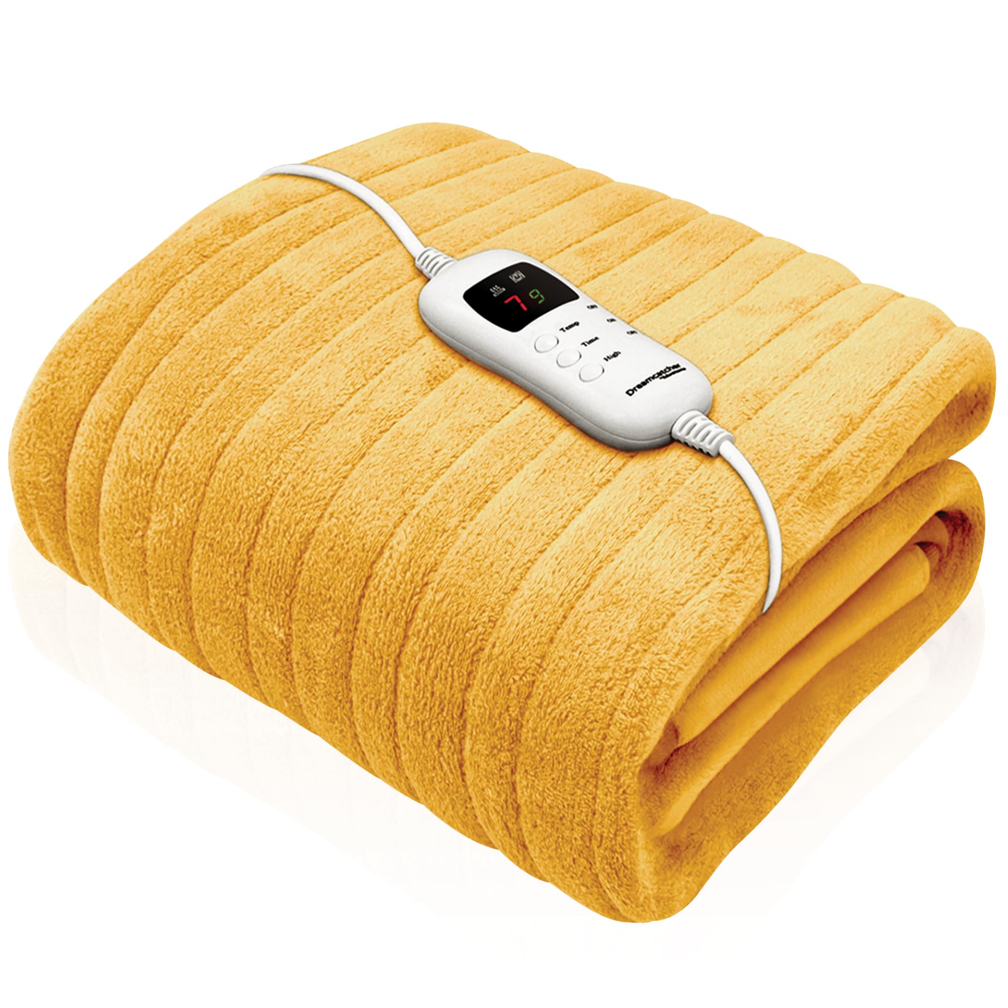 Dreamcatcher Gold Heated Throw Electric Blanket, 160 x 120cm Heated Blanket Machine Washab...