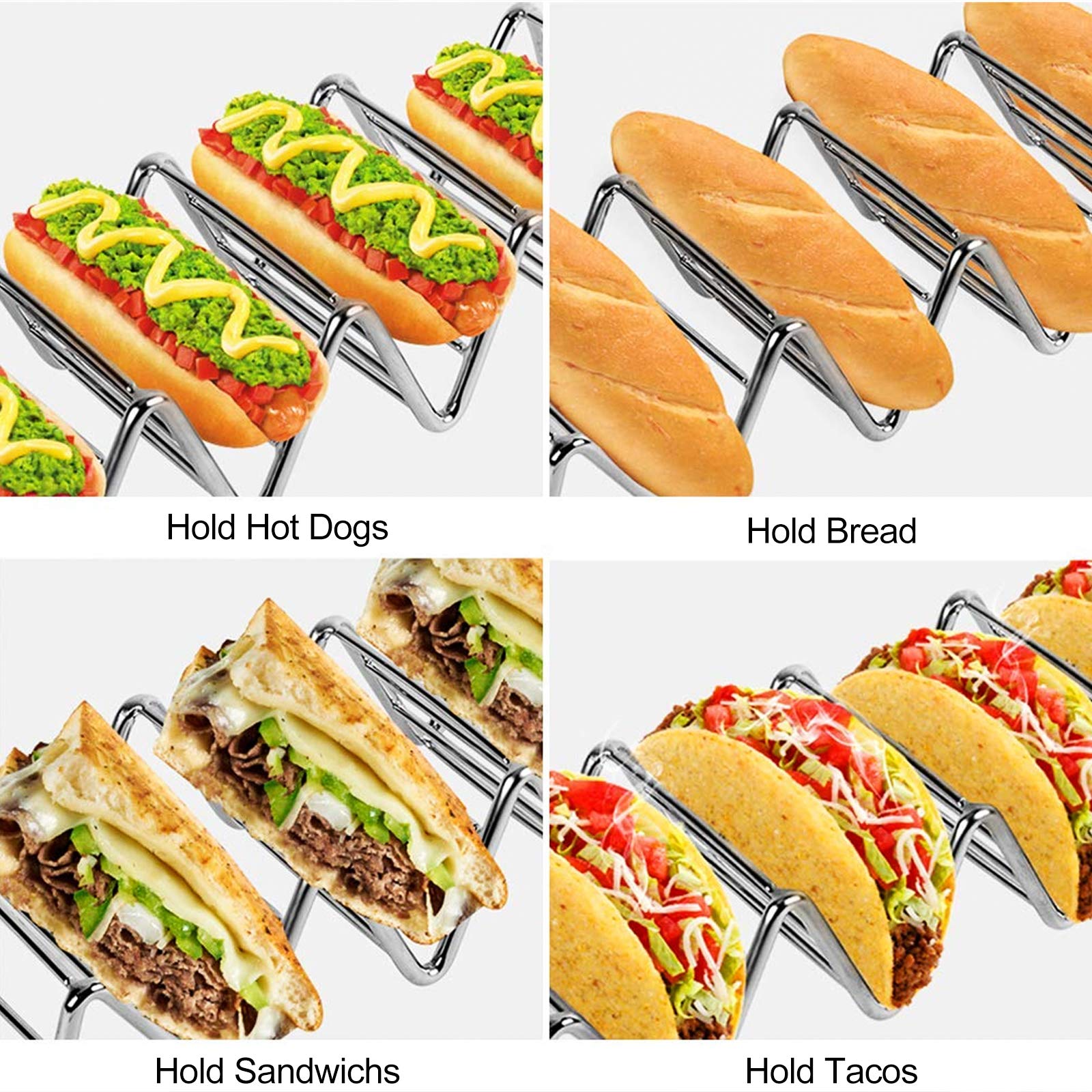 Supporti Per Taco In Acciaio Inox | 4 Tasche Per Casa E Cucina - 2 Pezzi - Foto 14