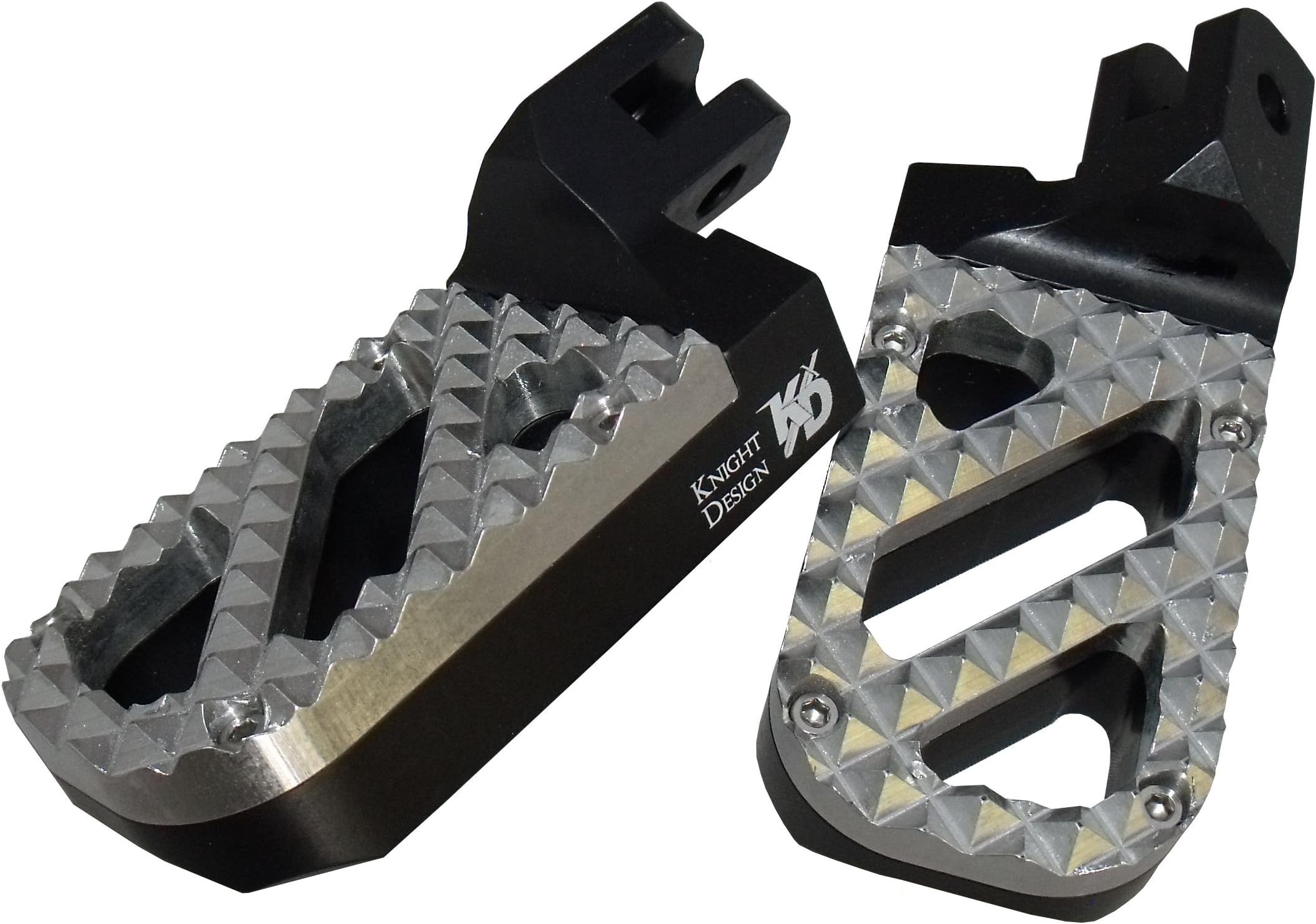 Knight Design Lowered Wide Foot Peg Pair for Suzuki V-Strom 650 and 1000 models, 7/8 inch lower than stock, Black base with Hunter tread