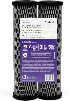 Whirlpool 5-Micron 10 x 2.5 inch CTO Replacement Water Filter WHKF-WHWC, Carbon Wrap Cartridge Reduces Chlorine Taste & Odor, NSF Certified for Whole House Sediment and Drinking Filtration System