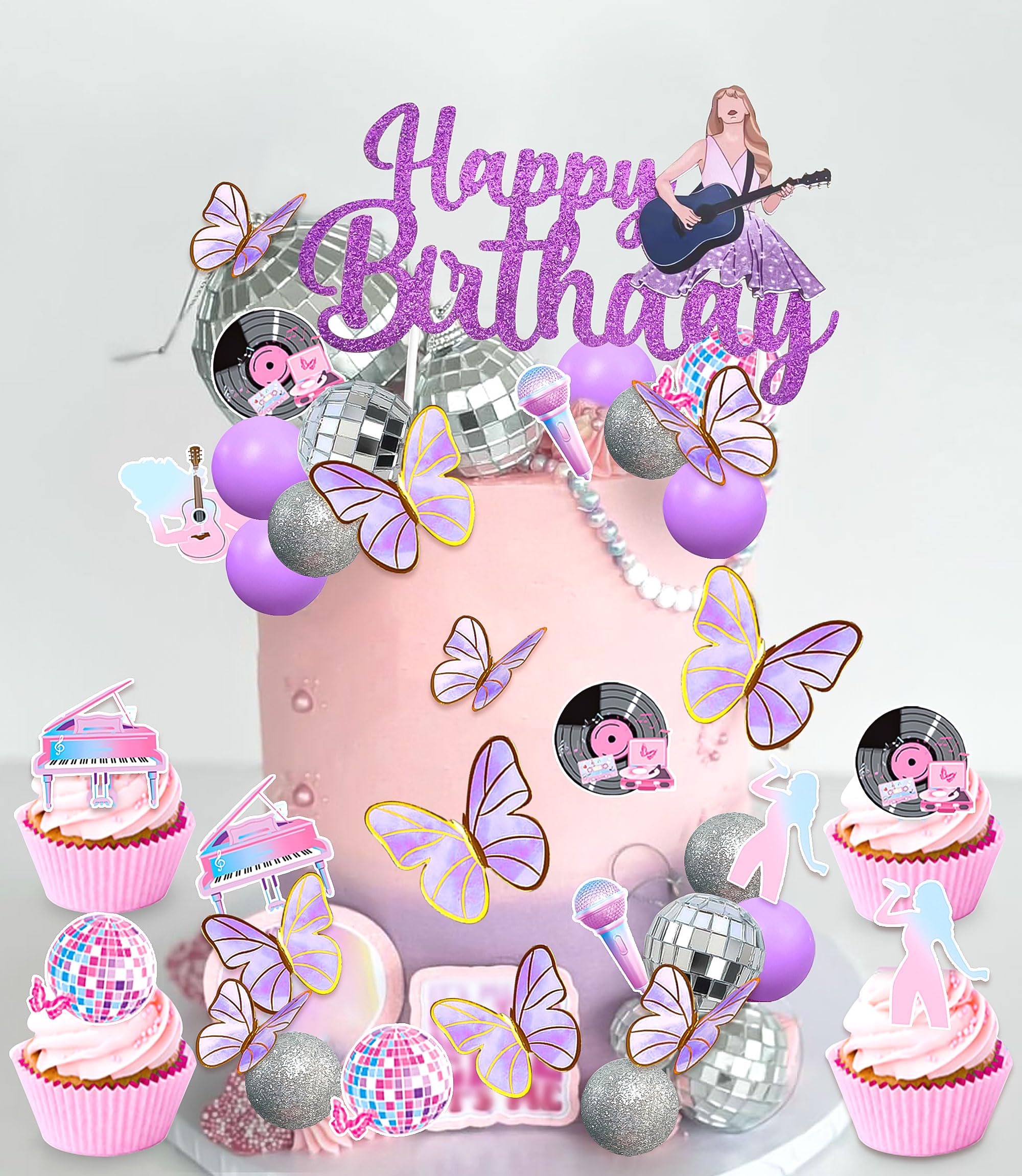 PLIGREAT Note Musicali Cake Topper, Decorazioni per Torte in Acrilico Nero per Feste di Compleanno Accessori per Negozio di Torte
