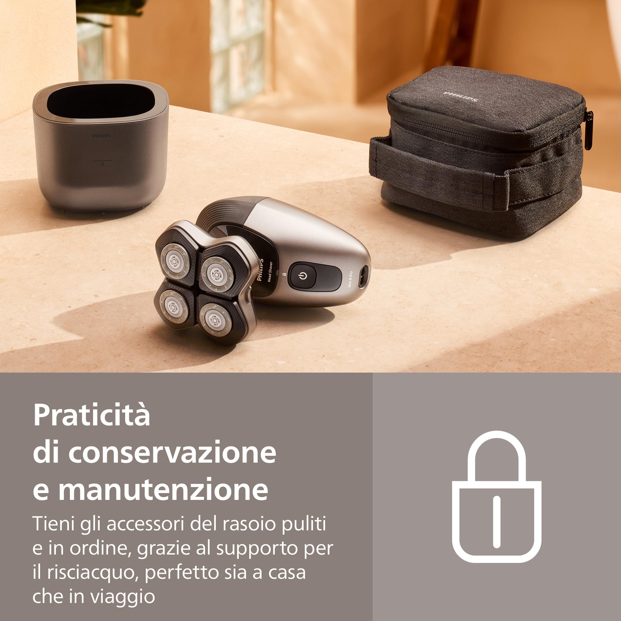 Philips Head Shaver Pro Serie 7000- Rasoio per uomo e donna, testina flessibile a 360° e lame ComfortCut per una rasatura pulita e delicata sulla pelle, modello HS7980/15