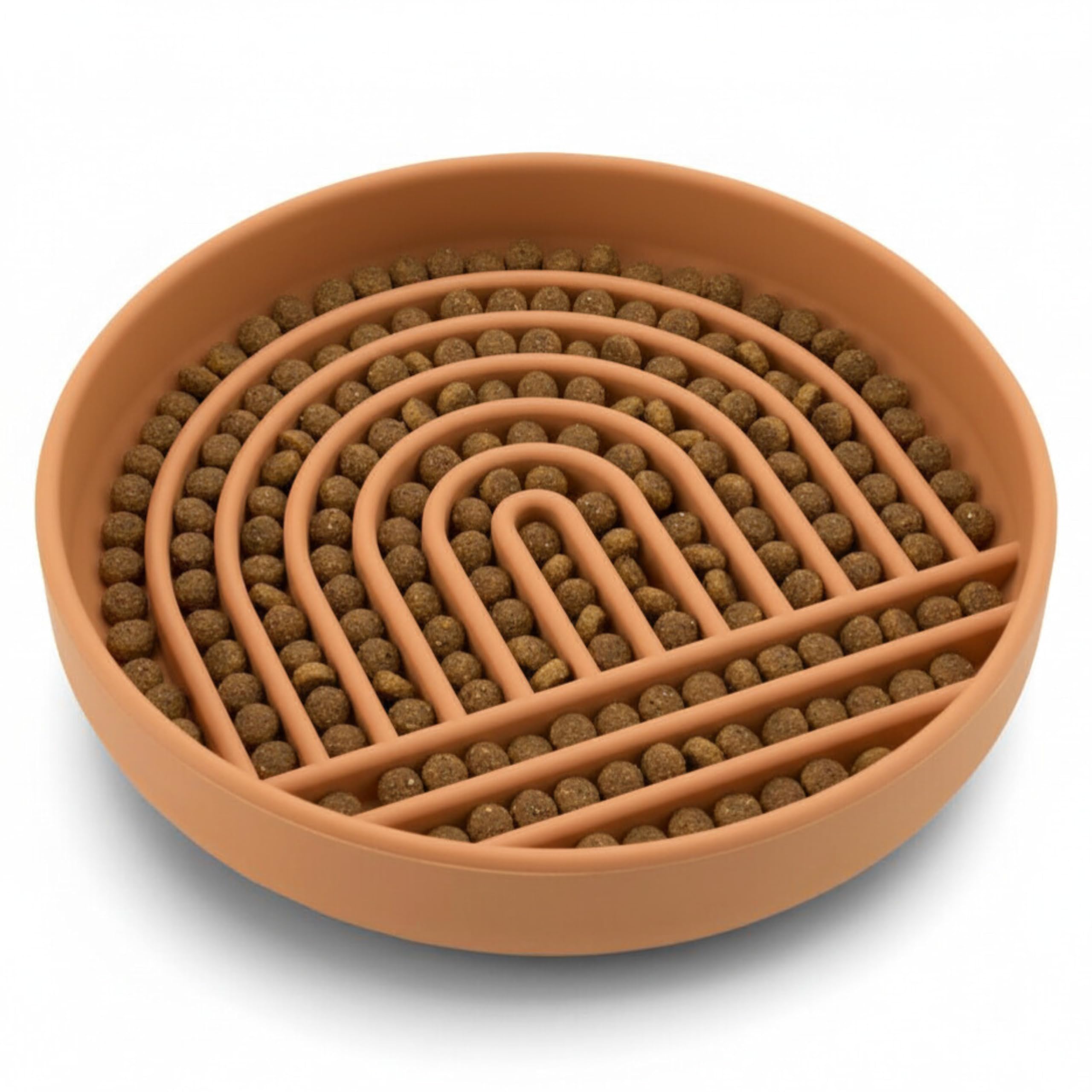 Slow Feeder Dog Bowl: The Slowdown Bowl is A Modern, Silicone Puzzle Bowl & Lick Mat. Slow Eating, Stop Gulping, Take It Easy. This Slow Feeding Bowl is Dishwasher Safe. (Terracotta)