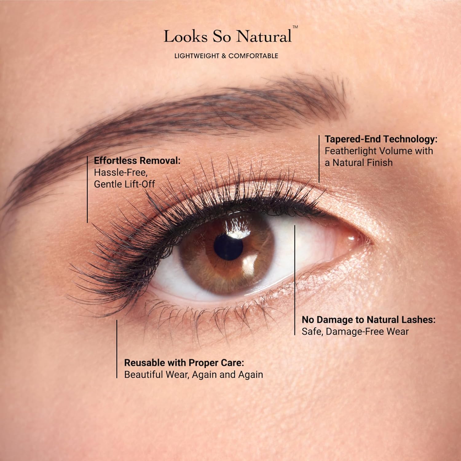 KISS Looks So Natural, False Eyelashes, 'Shy', 12mm, Includes 5 Pairs Of Lashes, Easy to Apply, Reusable Lash Clusters