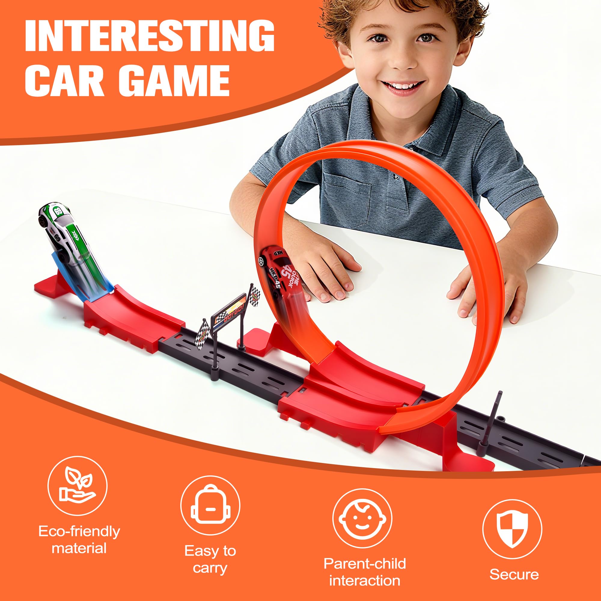 Circuit de Voitures Miniatures avec Boucle à 360° et 2 Voitures de Course à Grande Vitesse – Voitures Miniatures pour Enfants de 3 à 12 Ans – Cadeau pour garçons et Filles
