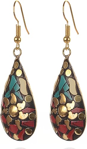 Zephyrr Non Precious Metal Drop Earring for Women (Red, Green1)(JAE-85)