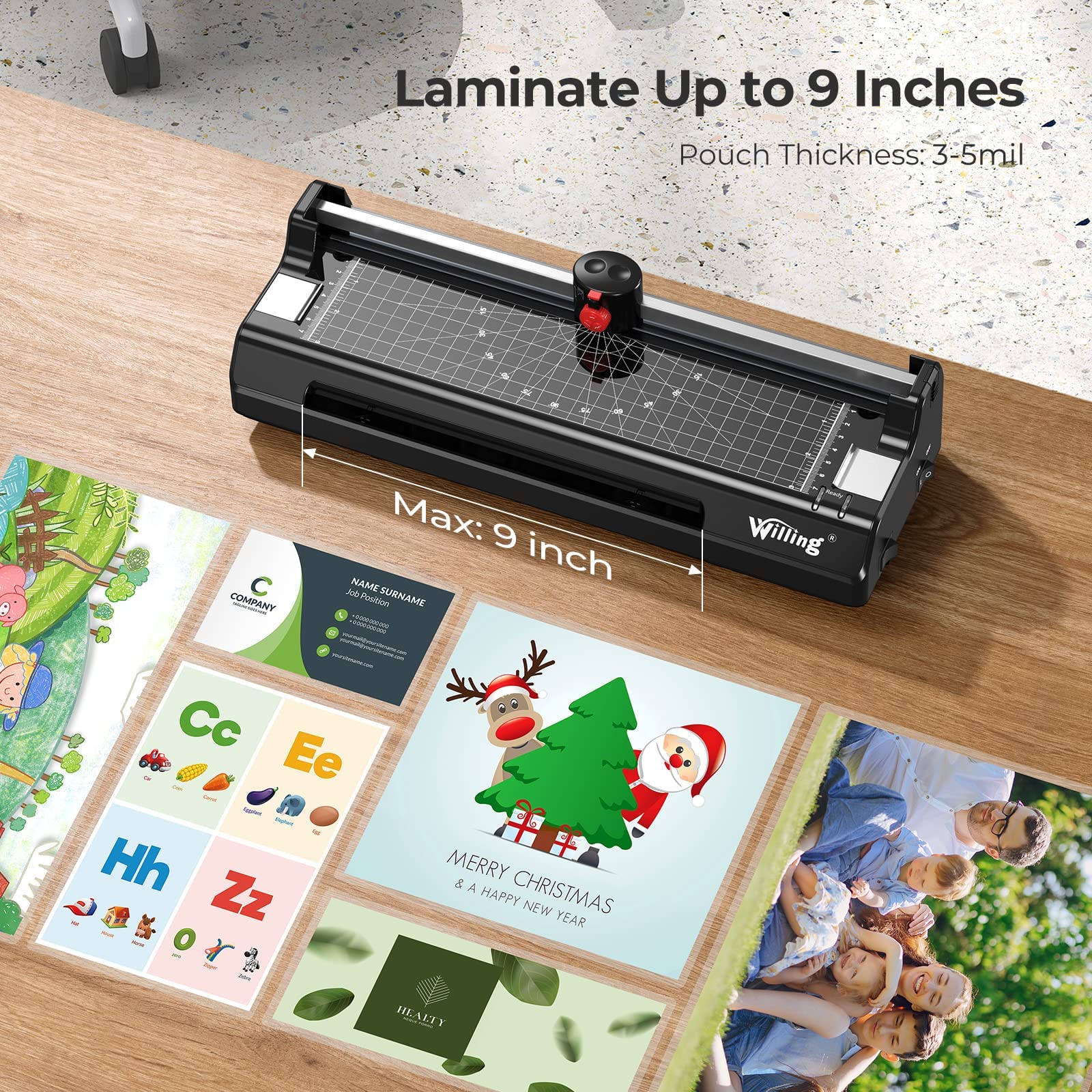 Laminator Machine, Willing A4 Laminator with 20 Laminating Pouches A4