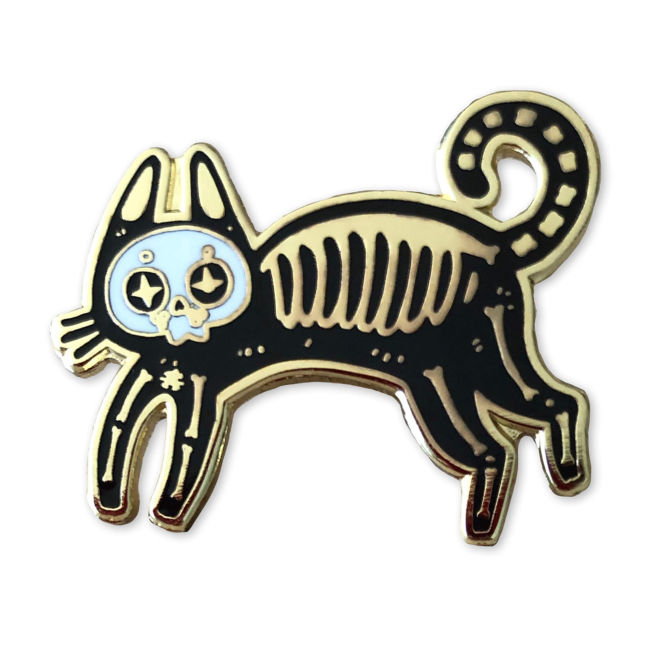 Day of the Dead Cat Skeleton - Dia de los Muertos - 1 Inch High Enamel Lapel Pin - Perfect For Jackets, Blazers, Backpacks And More!