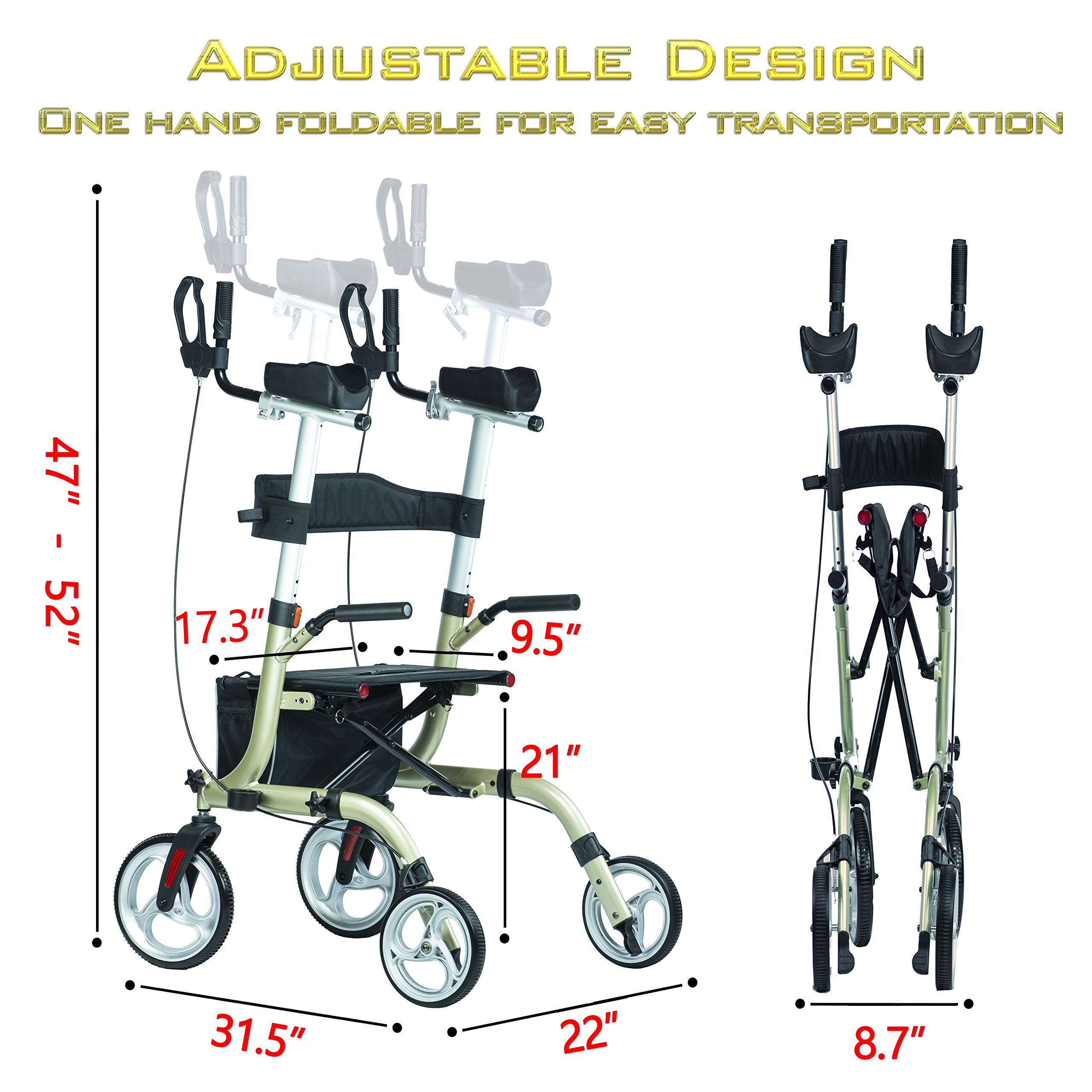 Buy WINLOVE Folding Rollator Walker Mobility Walking Aid with Armrests