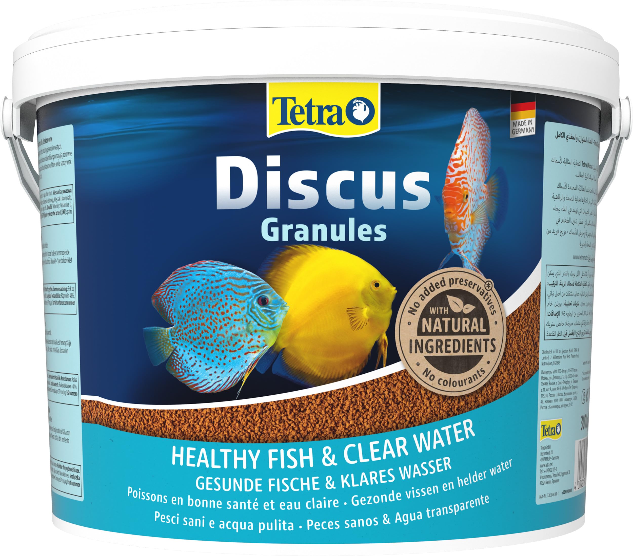 Tetra Discus Granules - Fischfutter für alle Diskusfische, fördert Gesundheit, Farbenpracht und Wachstum, 10 L Eimer
