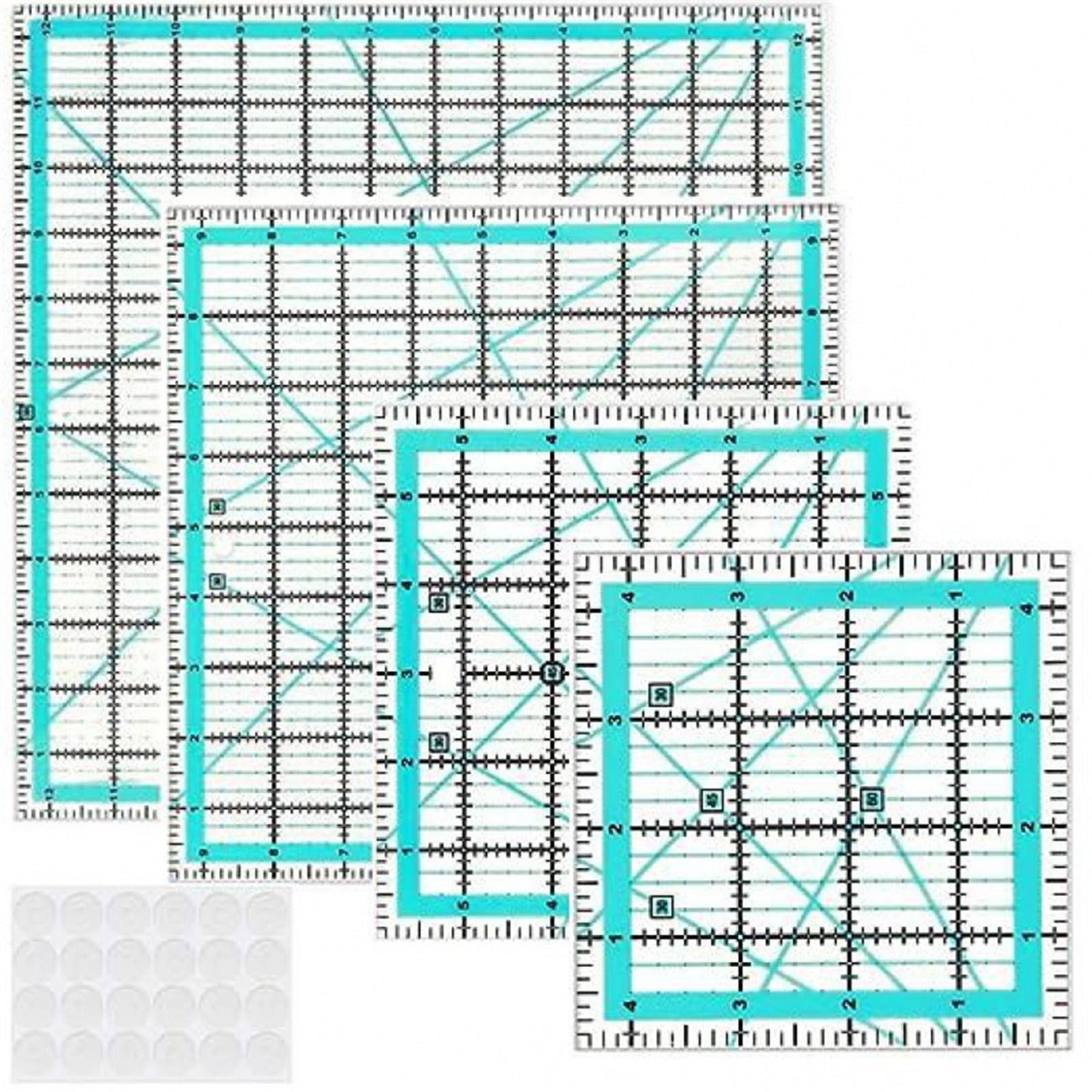 Jazuaiao 4Pcs Sewing Ruler Set Clear Acrylic Quilting Templates Patchwork for Fabric Cutting Dressmaking Sewing Measuring Patchwork Set