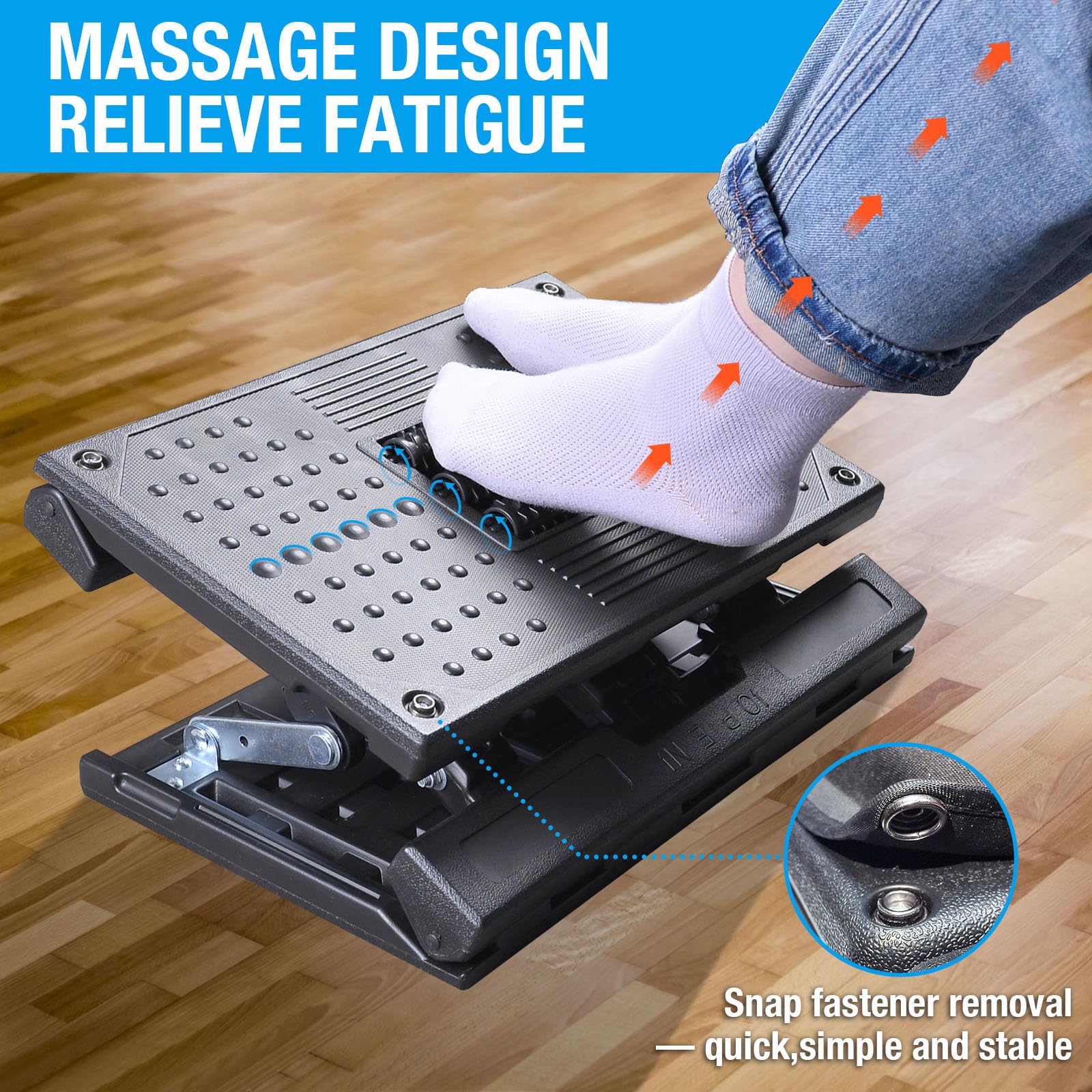 Scalebeard Fußstütze für unter dem Schreibtisch bei der Arbeit, höhenverstellbar, ergonomisch, faltbar, Fußstütze für Büro, Gaming, Computer, abnehmbare Unterlage, Schreibtisch-Fußhocker mit