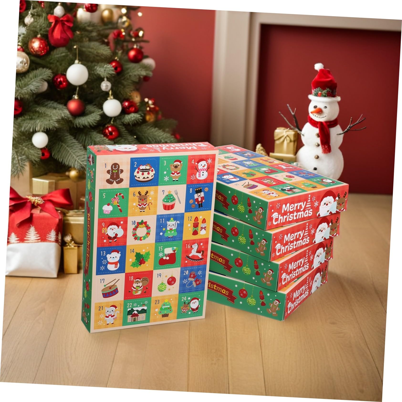 TOYANDONA 15 Piezas Caja de Regresiva para Navidad de Días Calendario de Adviento Rellenable Cajas Vacías de Papel para Decoración Navideña para Fiestas