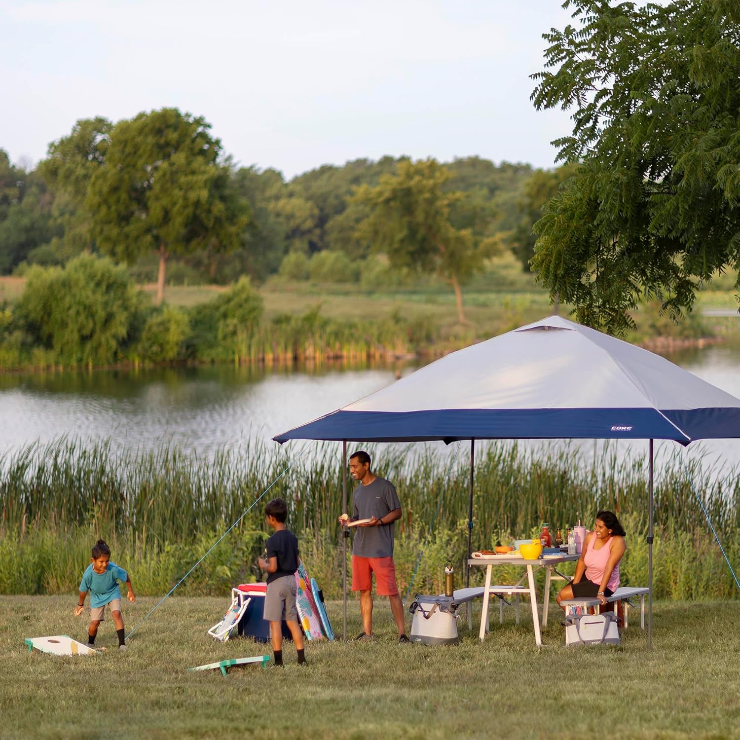 CORE 13' x 13' Instant Shelter Pop Up Canopy Gazebo Tent for Shade in Backyard, Party, Event with Wheeled Carry Bag
