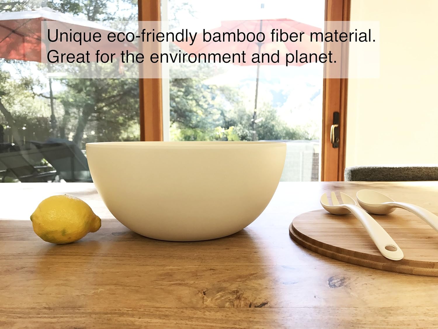 Flаѕh Sаlе Clean Dezign Large Salad and Serving Bowl with Bamboo Wood Lid and Servers Set - 11.5 Bamboo Fiber Mixing Bowl and Utensils with Wooden Cutting Board Top (Large, Natural White) 🛒 Crаzу Dеаlѕ Clean Dezign Large Salad and Serving Bowl with Bamboo Wood Lid and Servers Set - 11.5 Bamboo Fiber Mixing Bowl and Utensils with Wooden Cutting Board Top (Large, Natural White)