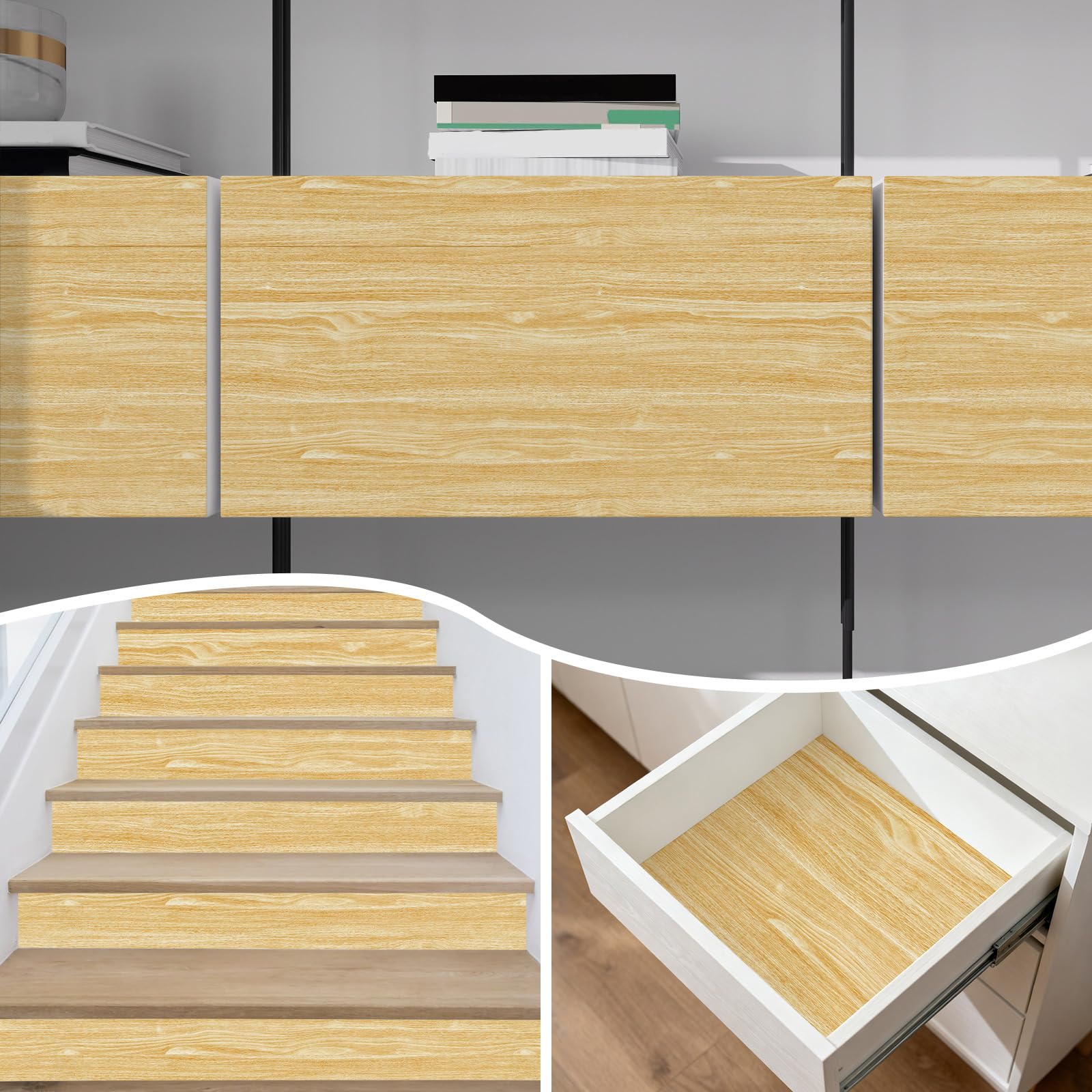 Papel pintado con efecto madera roble natural, papel adhesivo impermeable y removible para muebles, encimeras de cocina, alféizares, mostradores y armarios, 40 x 1000 cm