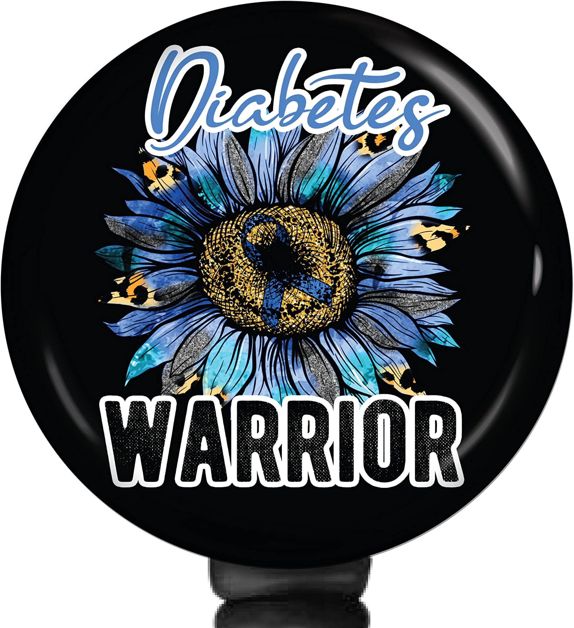 Diabetes Awareness Nursing Badge Reel - Diabetes Nurse Badge Reel - Diabetic Warrior ID Name tag Clip- Diabetes Awareness Nursing Accessory - DM Gift Idea - 34 inch Retractable Sunflower