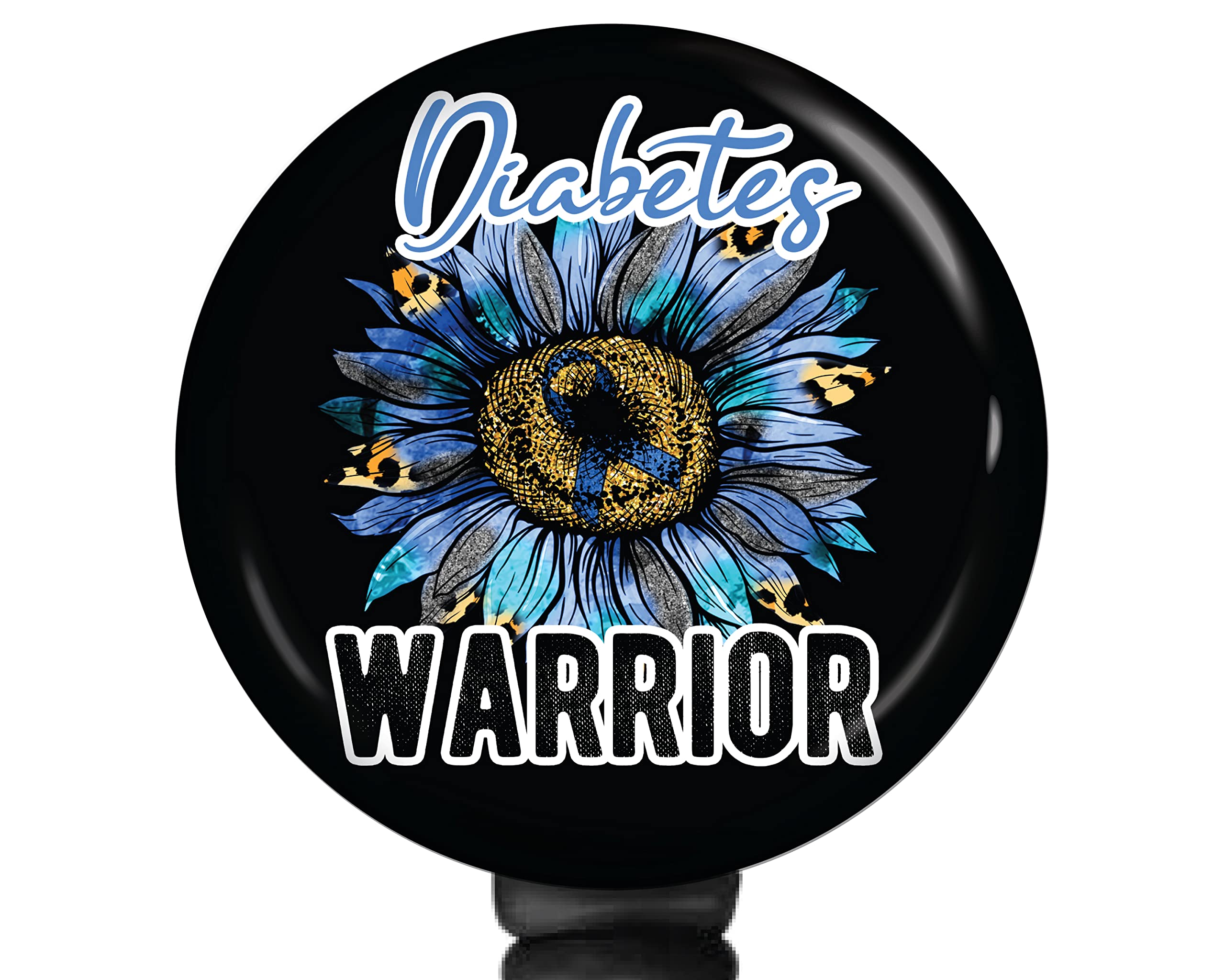 Diabetes Awareness Nursing Badge Reel - Diabetes Nurse Badge Reel - Diabetic Warrior ID Name tag Clip- Diabetes Awareness Nursing Accessory - DM Gift Idea - 34 inch Retractable Sunflower
