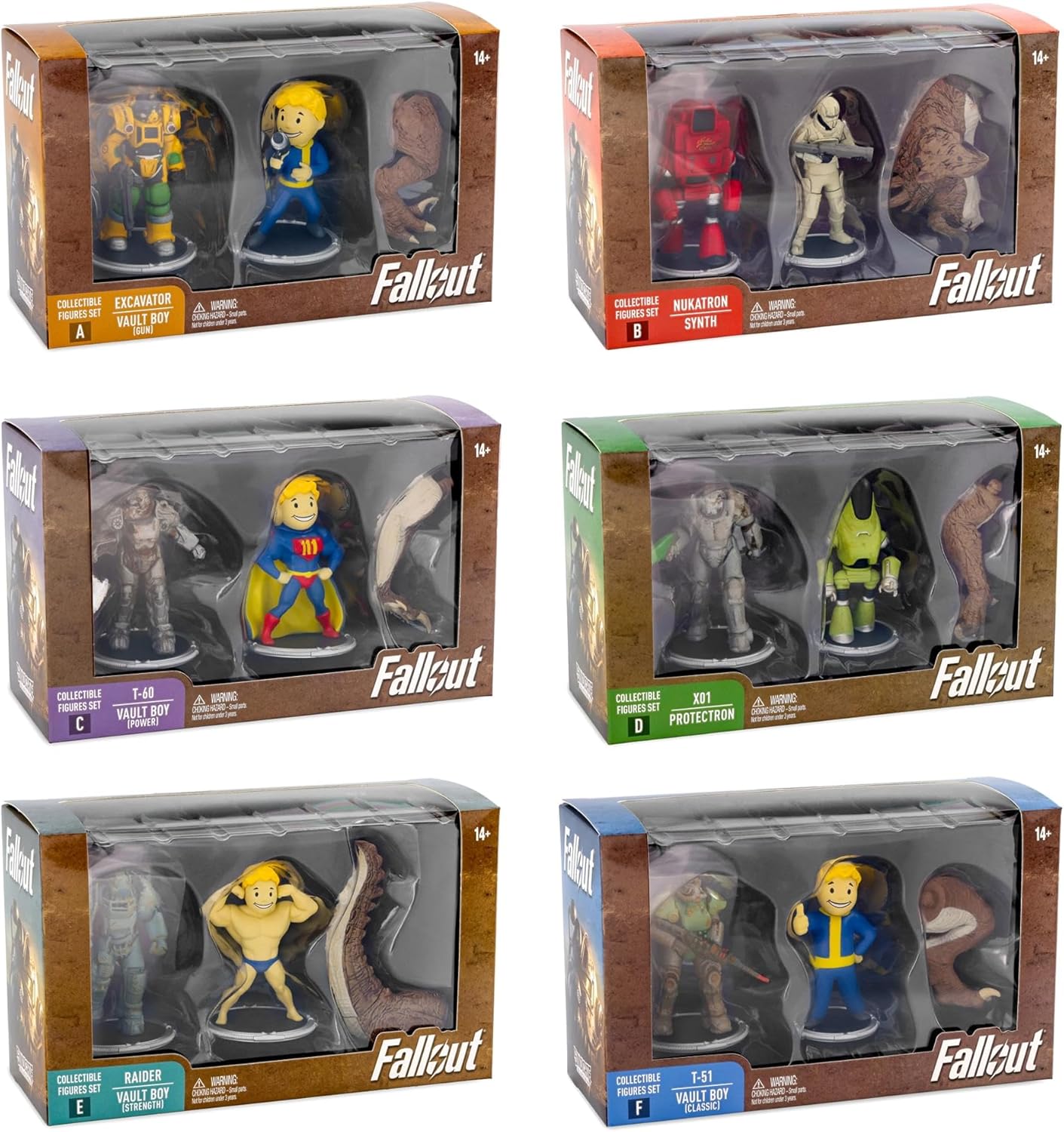 Toynk Fallout 3-Inch Mini Figure Collection for Adults | Complete Set of 12 | Includes Build-A-Figure Deathclaw Pieces