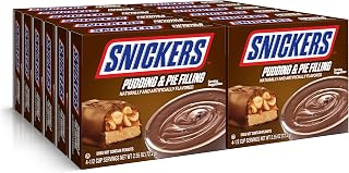 Snickers Milk Chocolate Instant Pudding & Pie Filling Mix - Candy Bar Taste with Peanuts, Caramel, Nougat, 4 Servings/Box, Pack of 12 (2.55 oz Each)